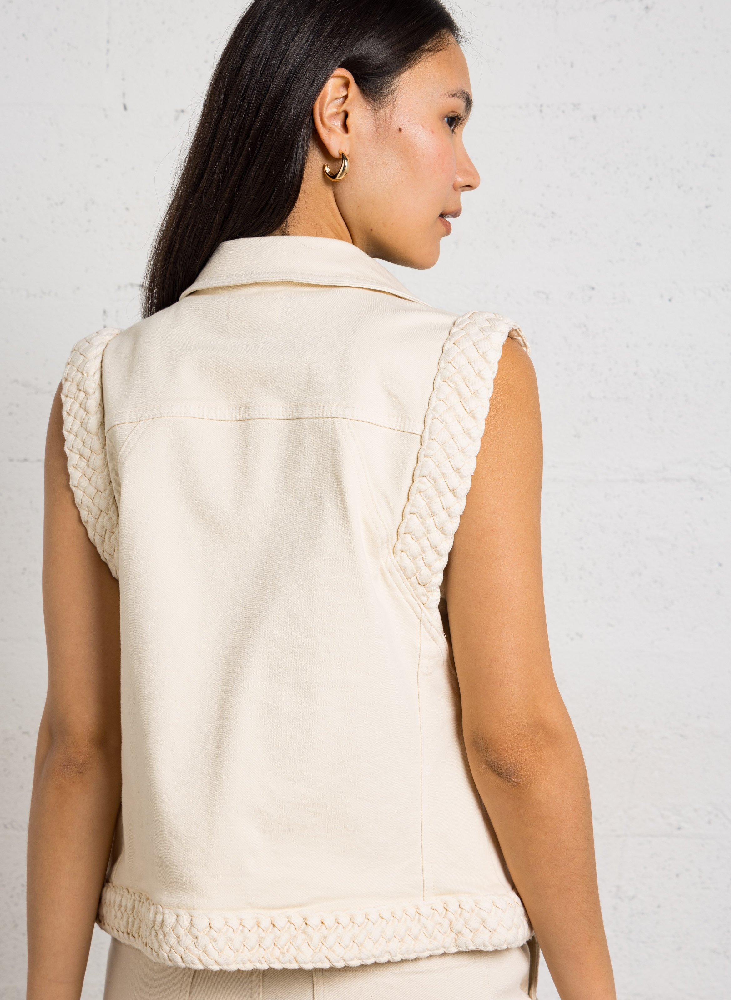 Veste en denim sans manches vanessa MAISON 123 Beige