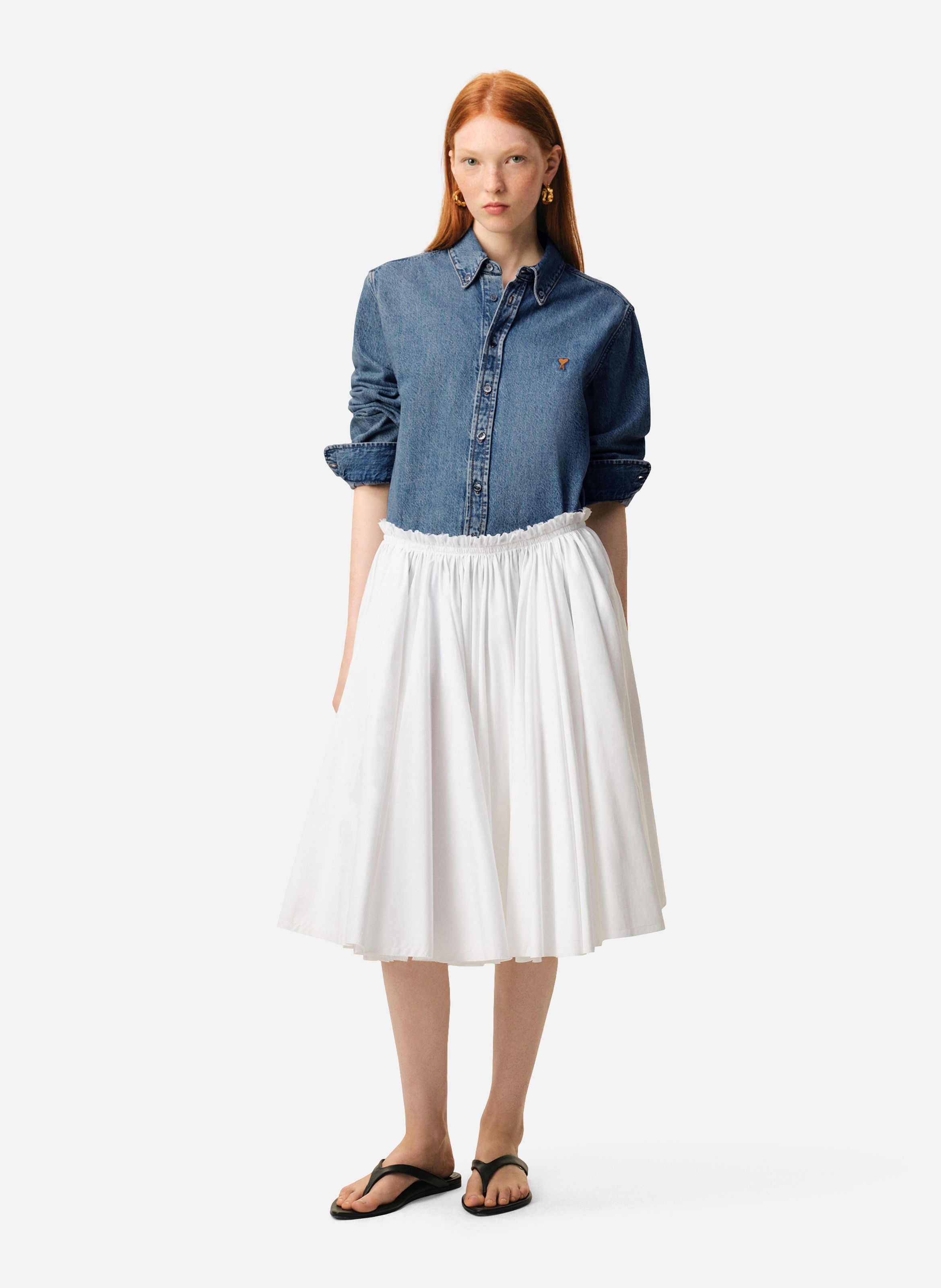 Chemise col boutonné ami de coeur en coton unisexe AMI PARIS Bleu