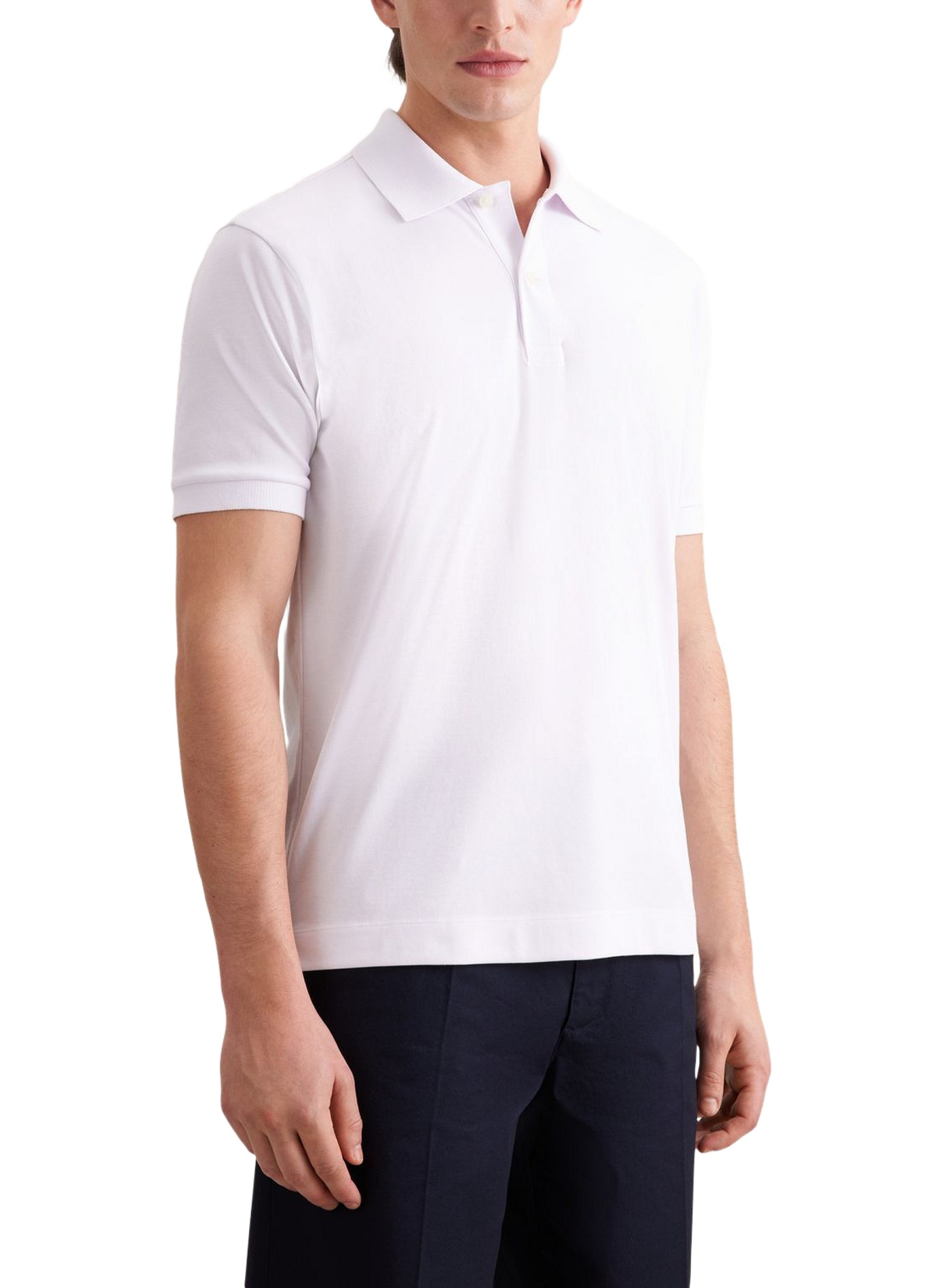 Polo manches courtes en soie mélangée SEIDENSTICKER Blanc