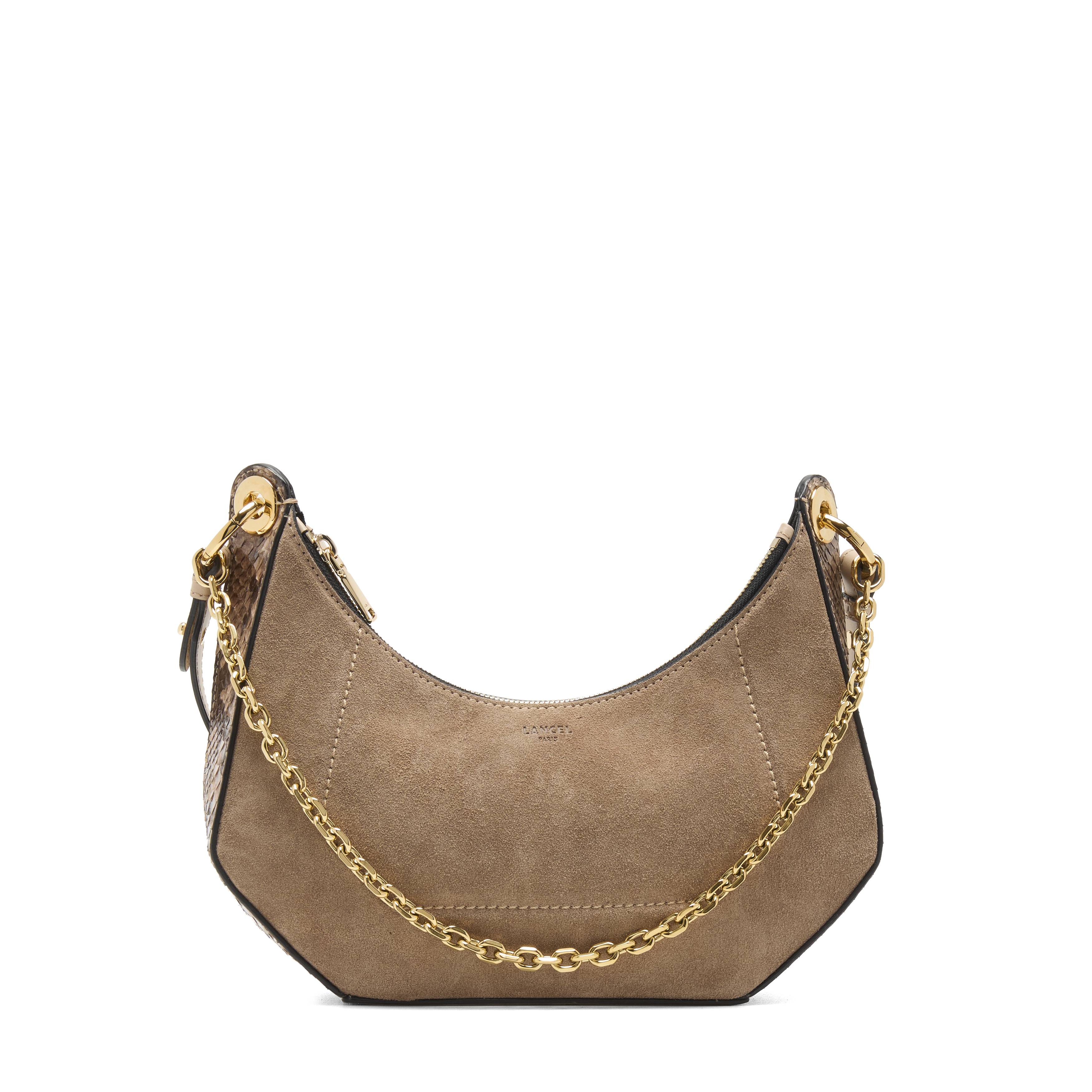 Lancel Croisette tas in suède & python print: kalfssuède, glad leer & python. LANCEL Beige