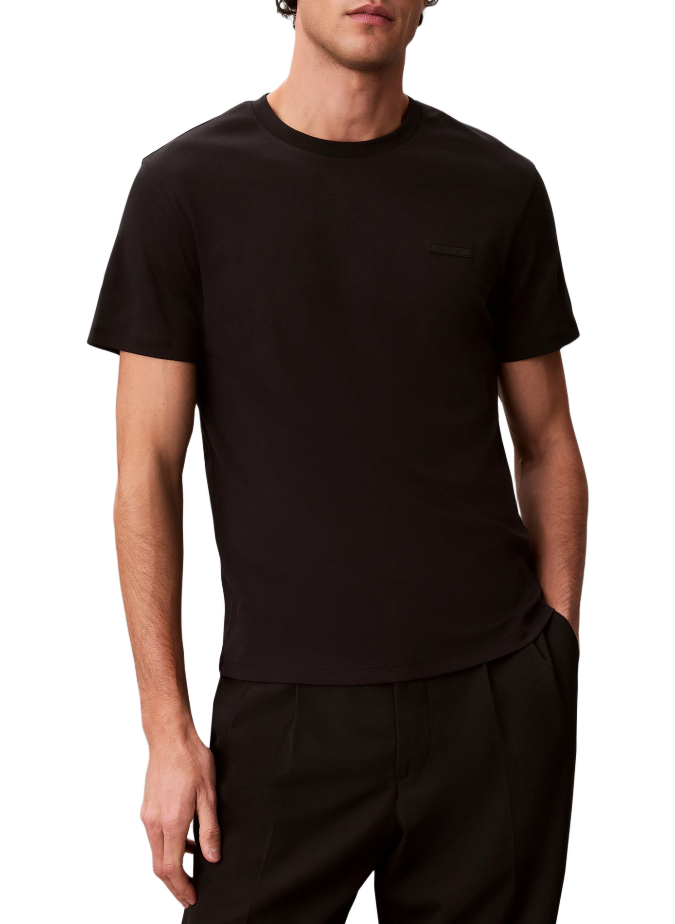 Gerades T-Shirt mit kurzen Ärmeln aus Baumwolle CALVIN KLEIN Schwarz