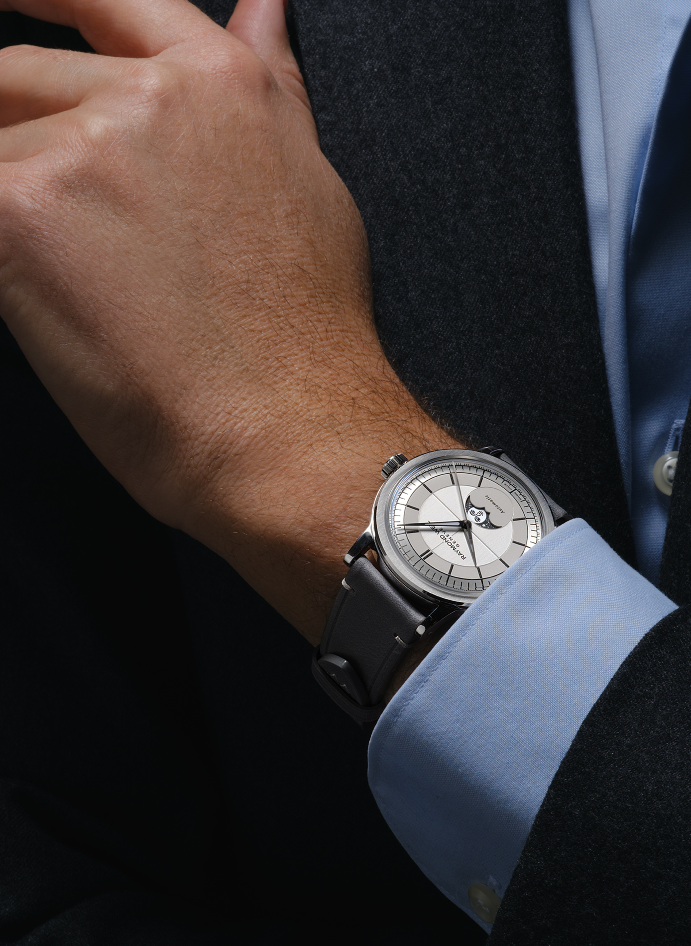 Montre automatique Millesime Phase de lune en cuir RAYMOND WEIL Argent