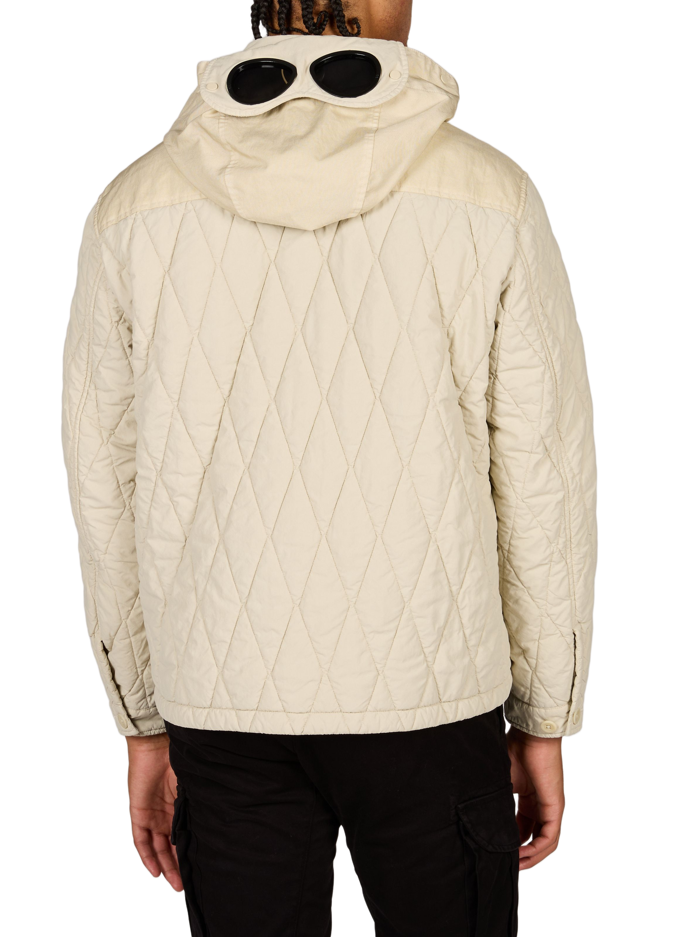 Blouson matelassé à capuche avec lunettes intégrées CP COMPANY Beige