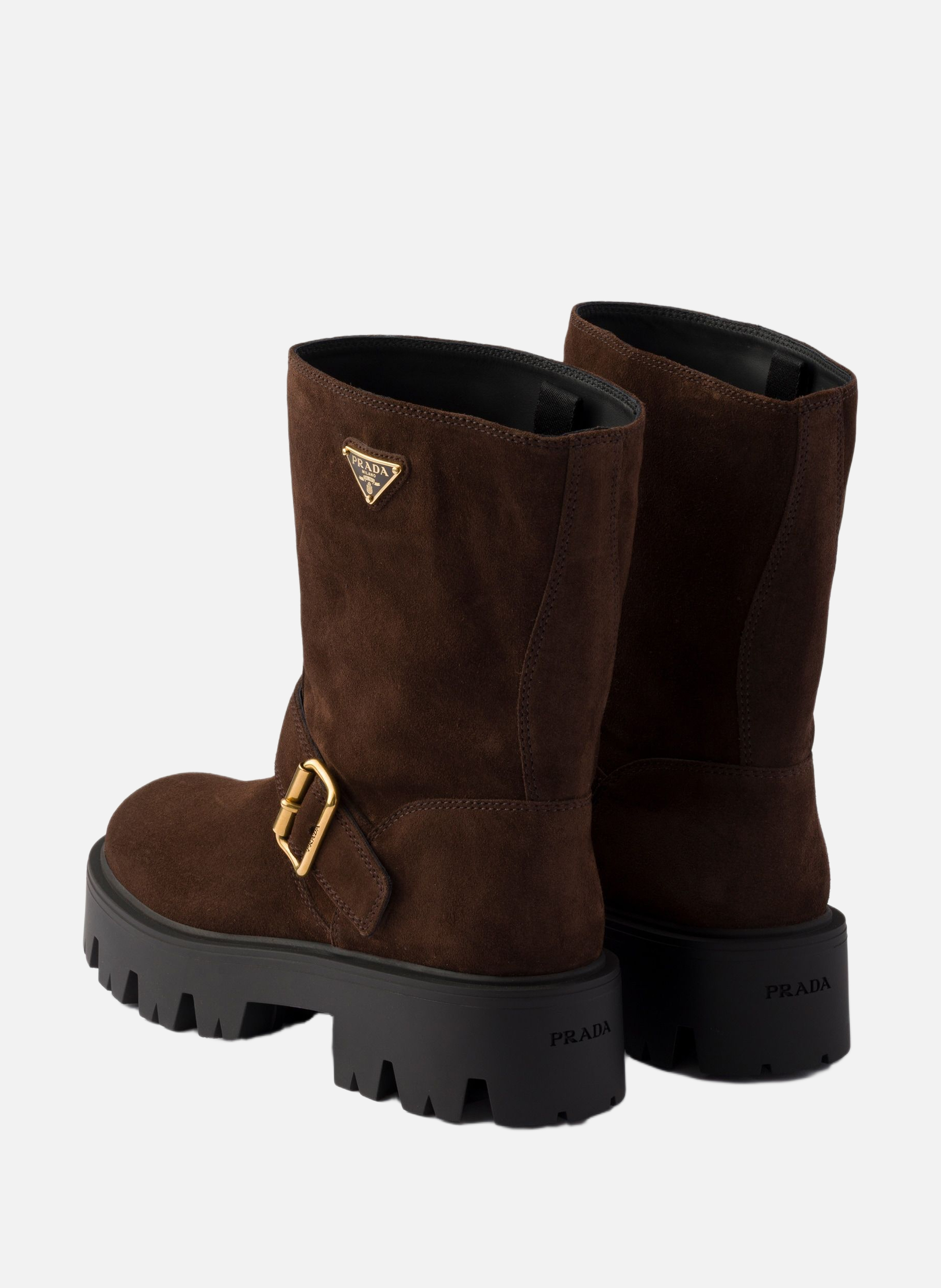 Bottes en veau velours PRADA Marron