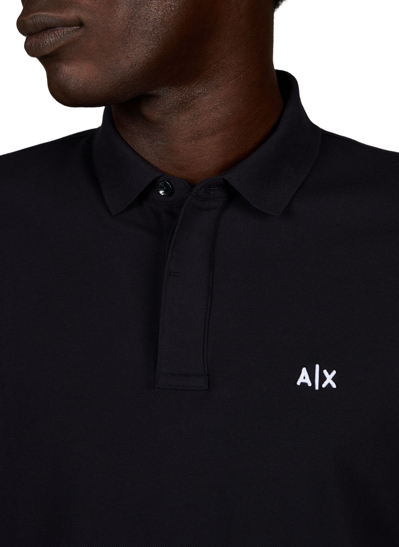Straight polo shirt with embroidered logo in blended cotton. ARMANI EXCHANGE Blue
