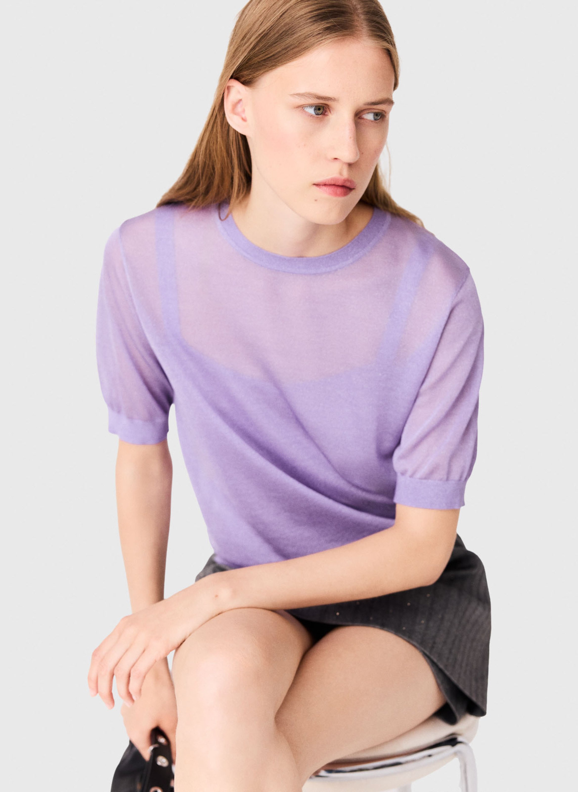Tee-shirt droit métallisé MAJE Violet