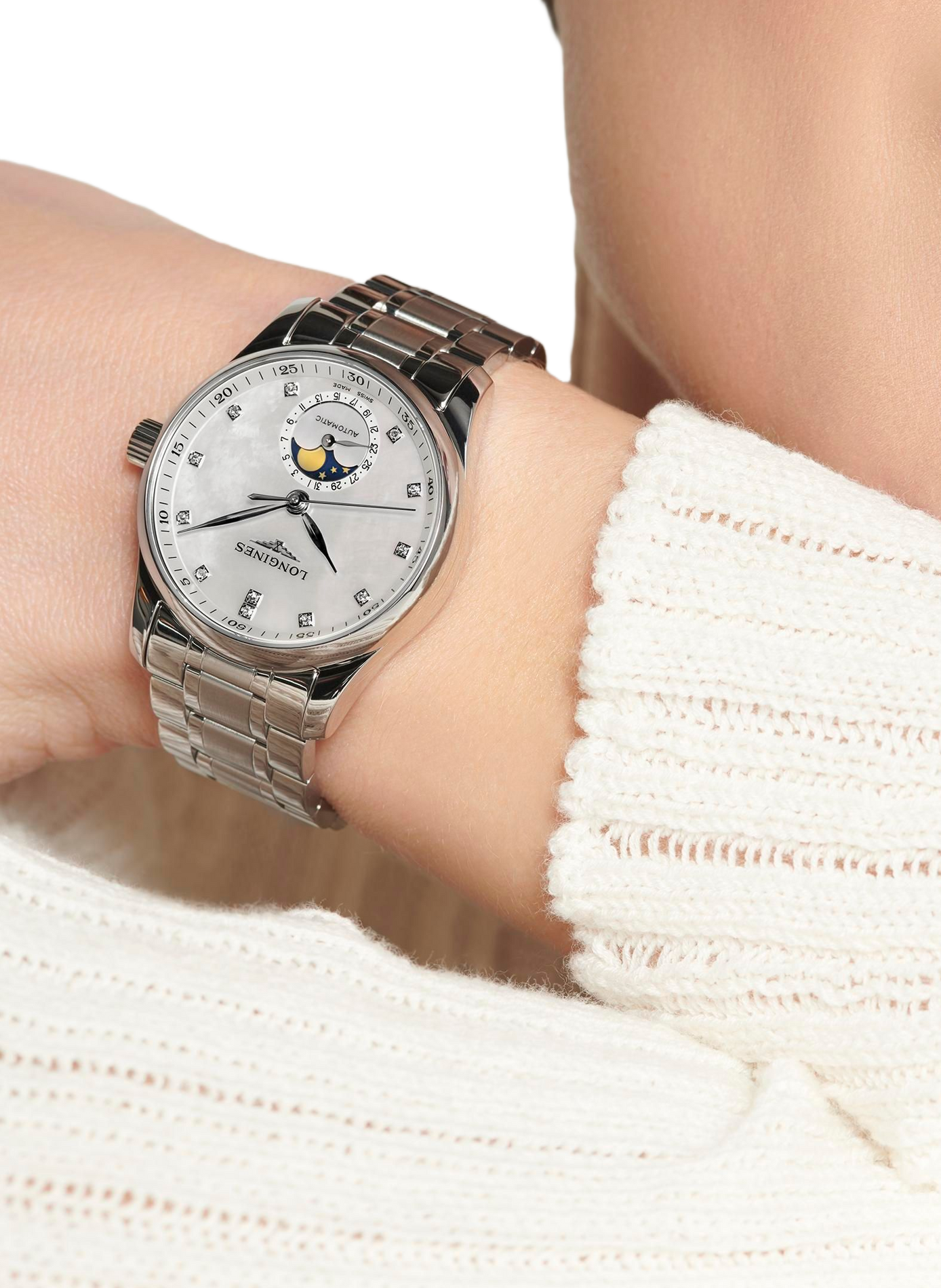 Montre automatique The Longines Master Collection en acier inoxydable LONGINES Blanc