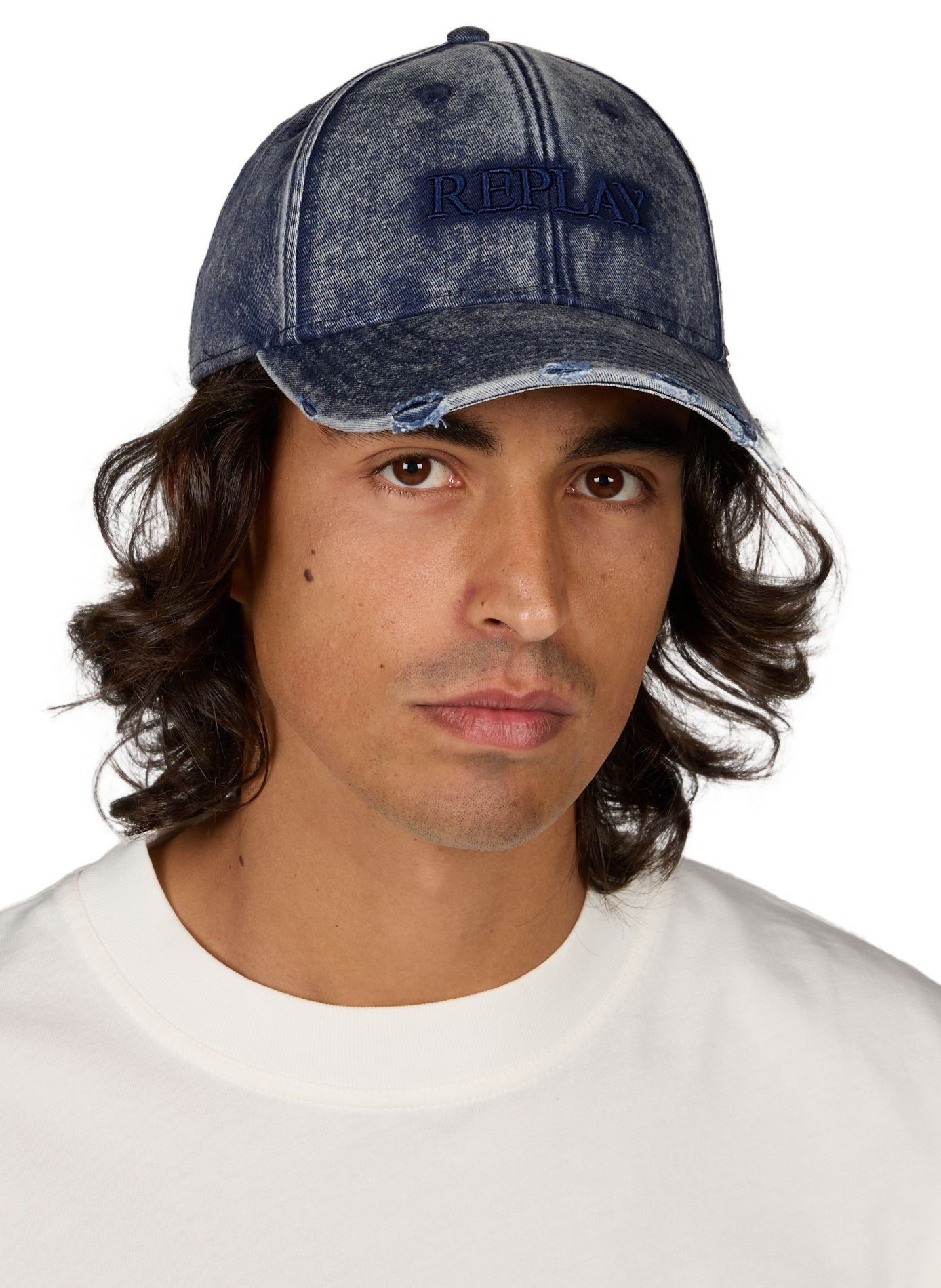 Embroidered cotton baseball cap REPLAY Blue