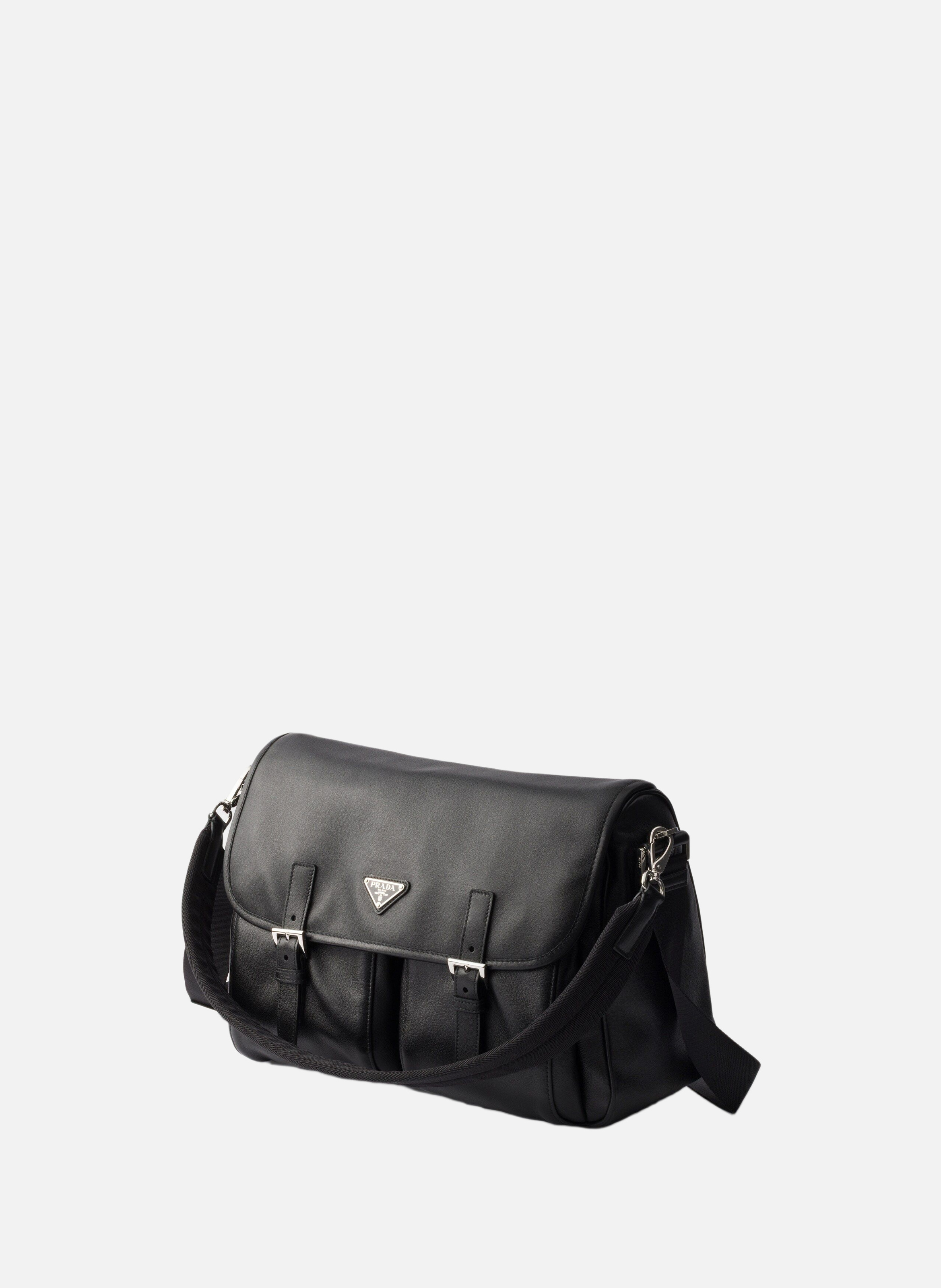 Sac porté épaule en cuir PRADA Noir