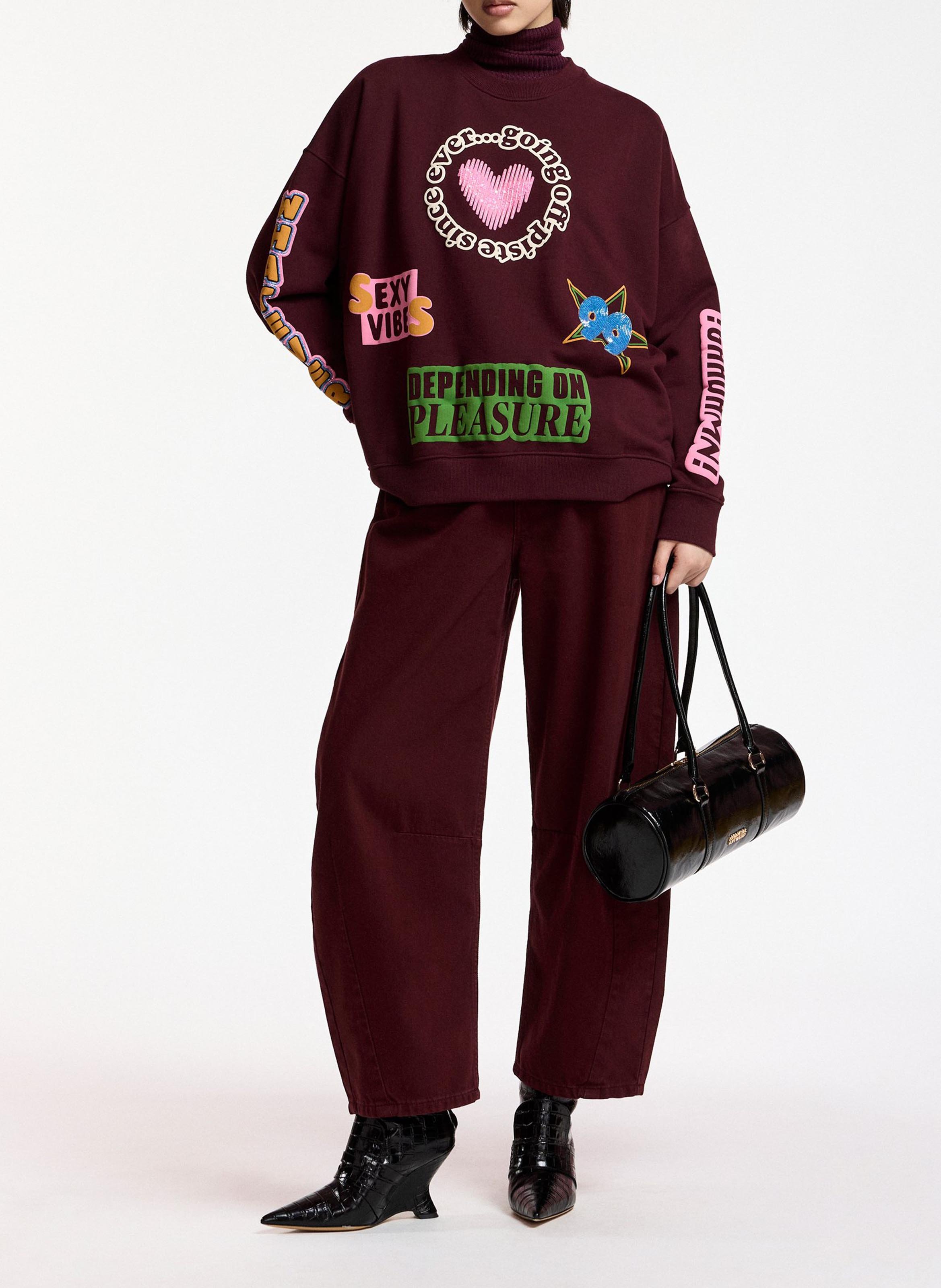 Sweat ample col rond imprimé en coton kampus ESSENTIEL ANTWERP Rouge