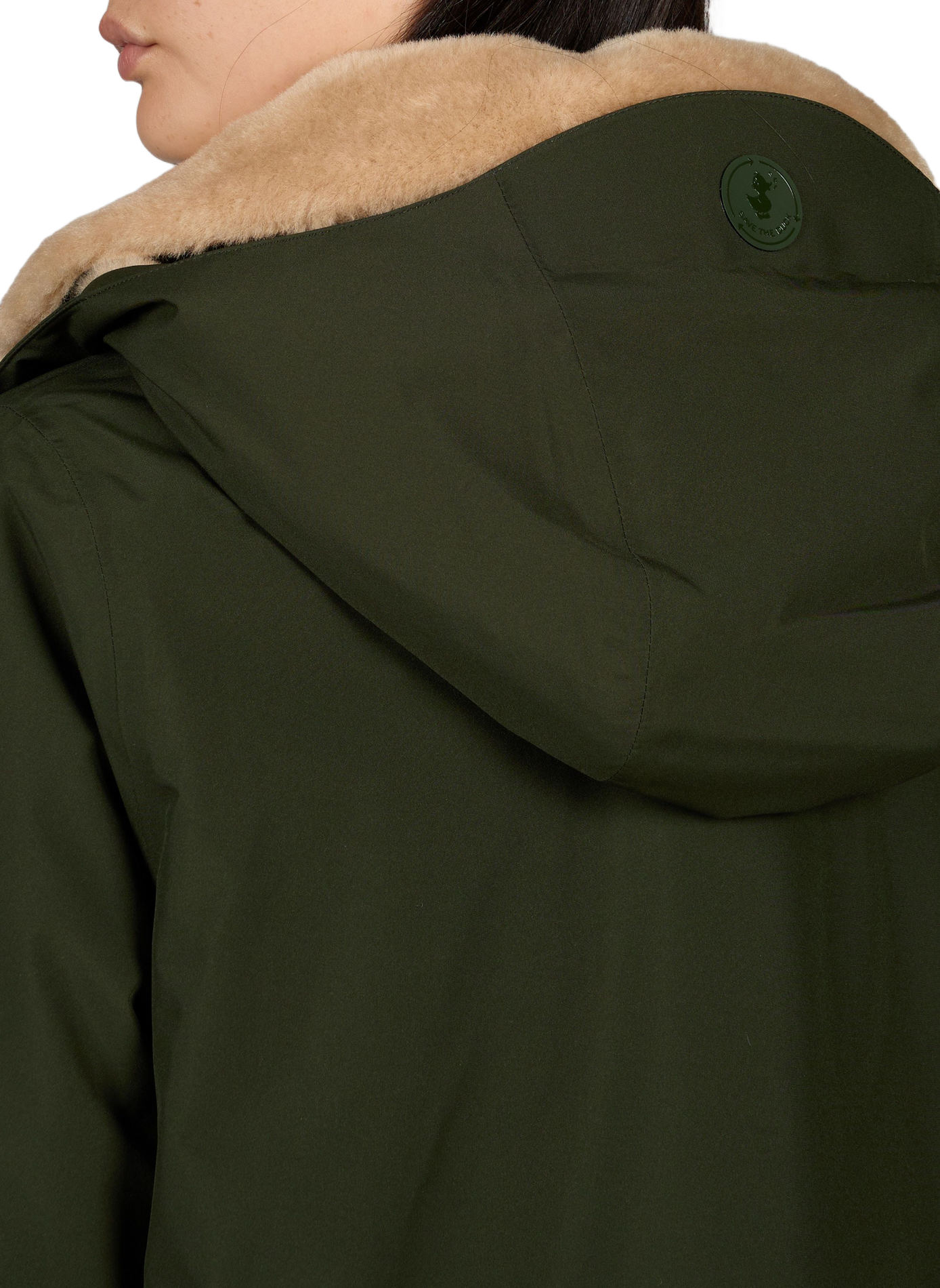 Oversized coat with removable hood SAVE THE DUCK Khaki