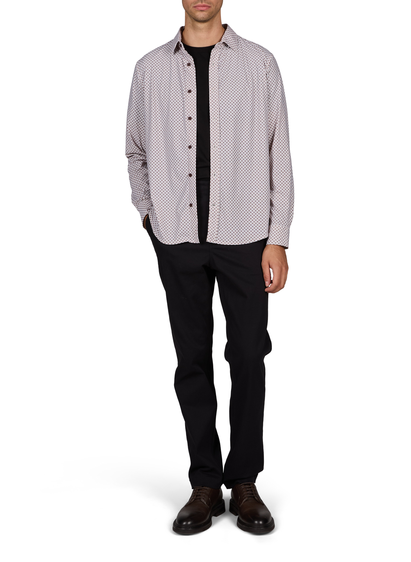 Pantalon chino droit en coton mélangé AU PRINTEMPS PARIS Noir