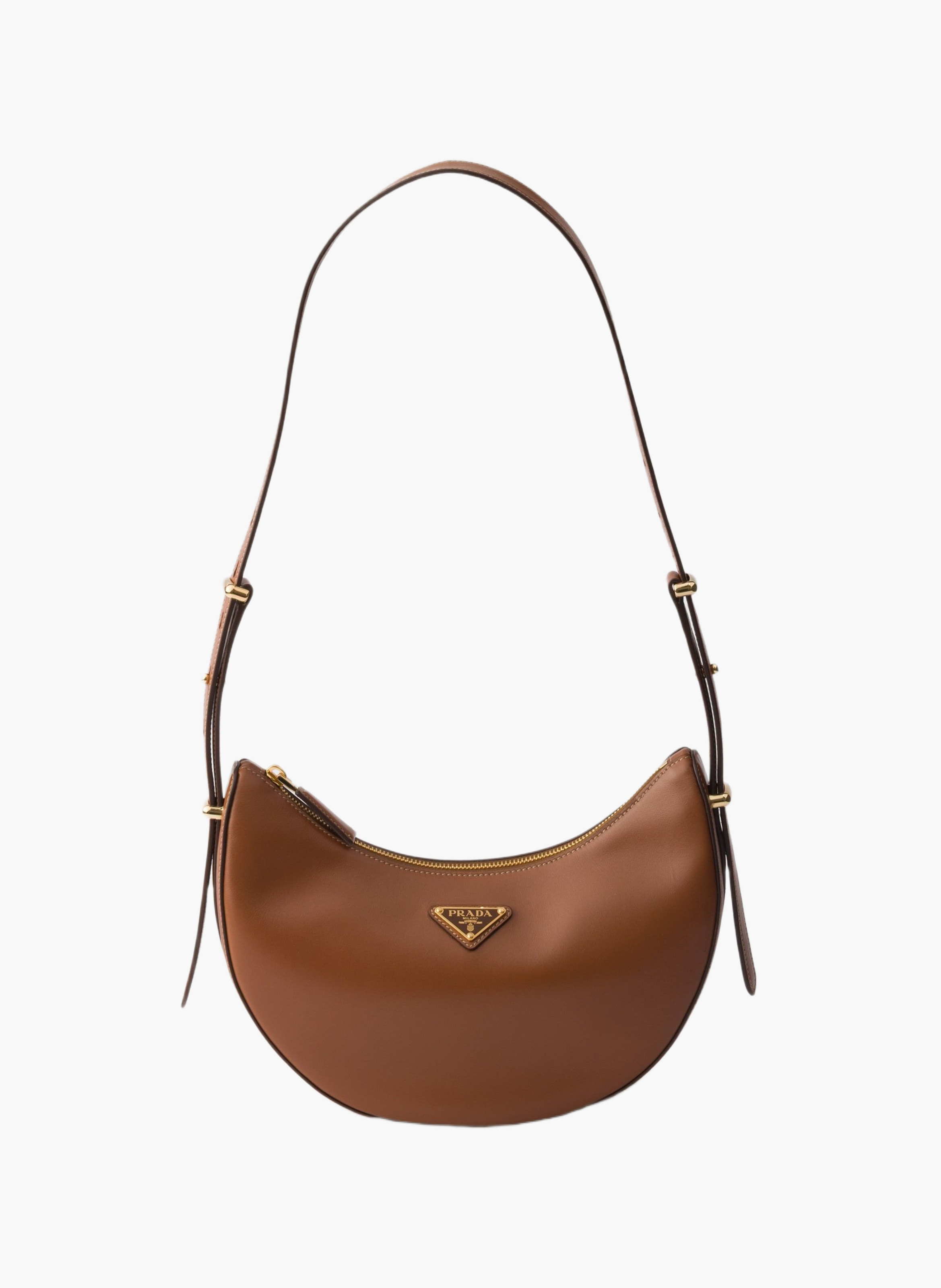 Petit sac porté épaule prada arqué en cuir PRADA Marron