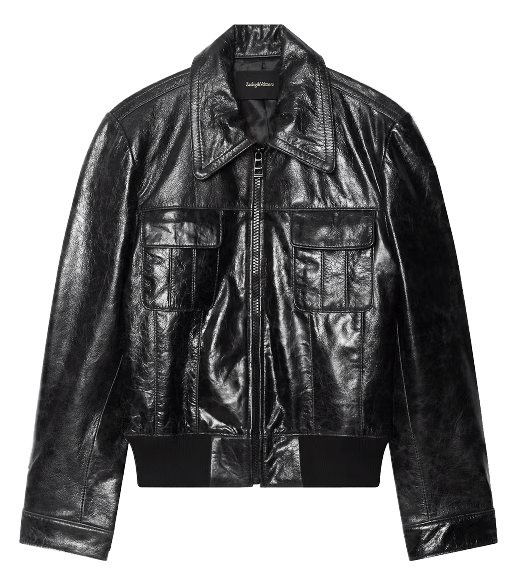 Blouson droit zippé en cuir veramy ZADIG&VOLTAIRE Noir