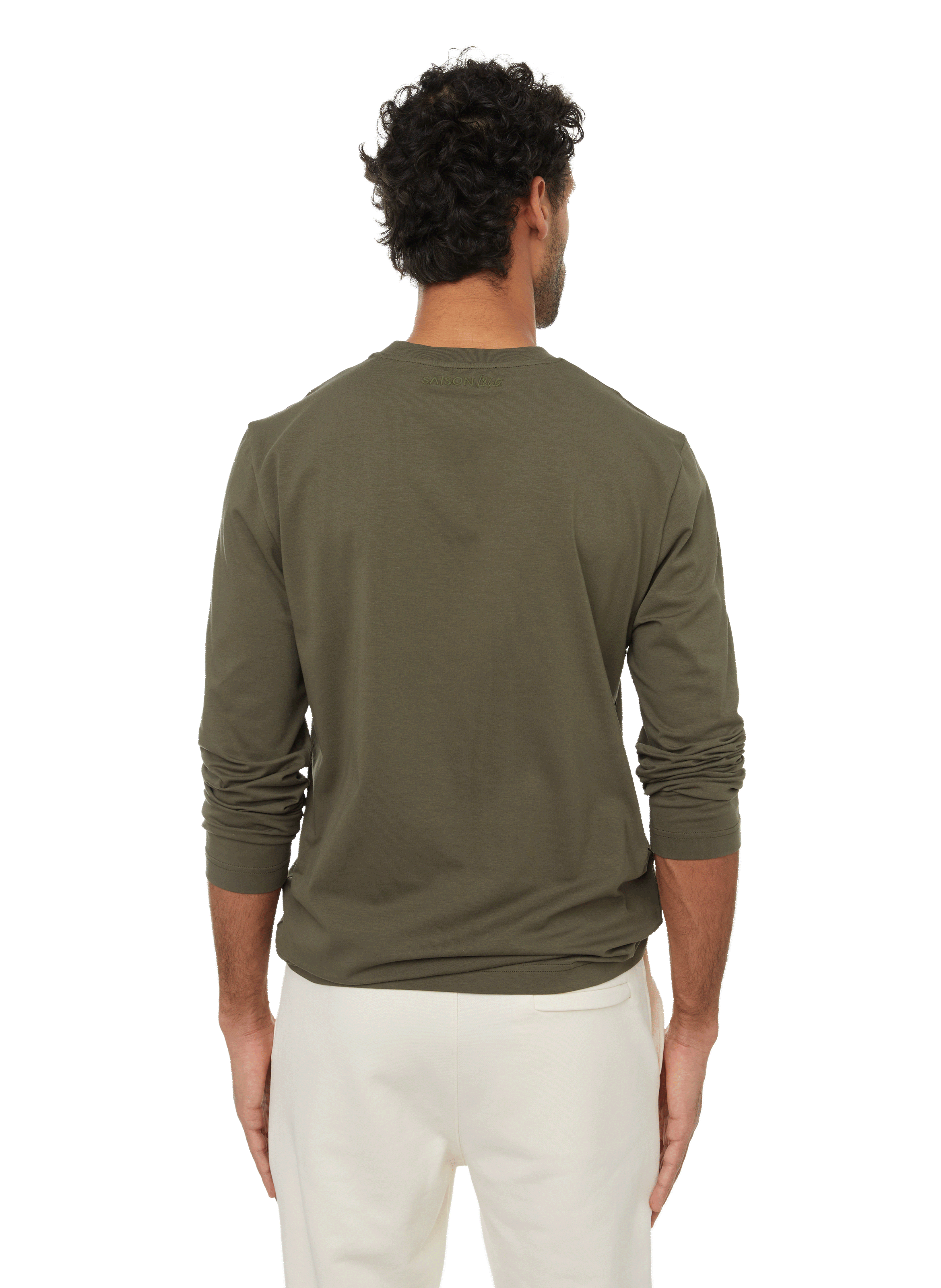 T-shirt Baff col rond en coton mélangé SAISON 1865 Vert