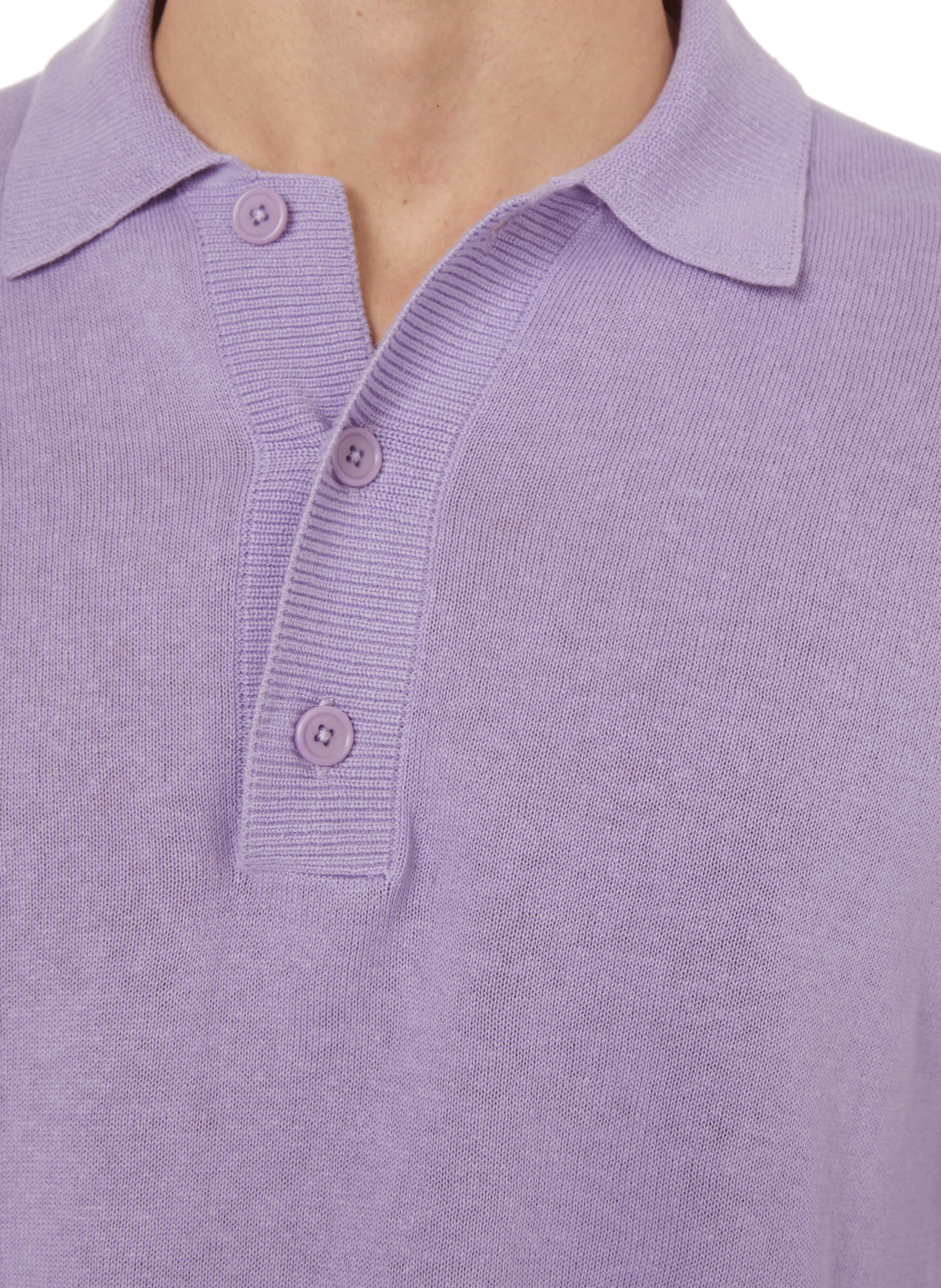 Cotton and linen polo collar jumper  SAISON 1865 Purple