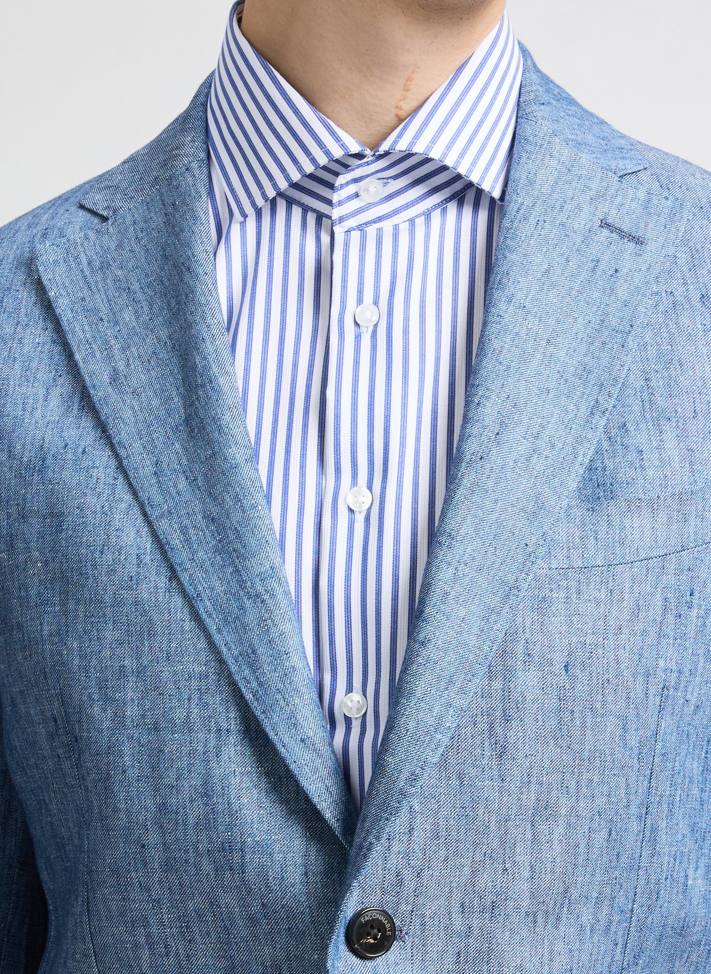 Linen suit jacket FACONNABLE Blue