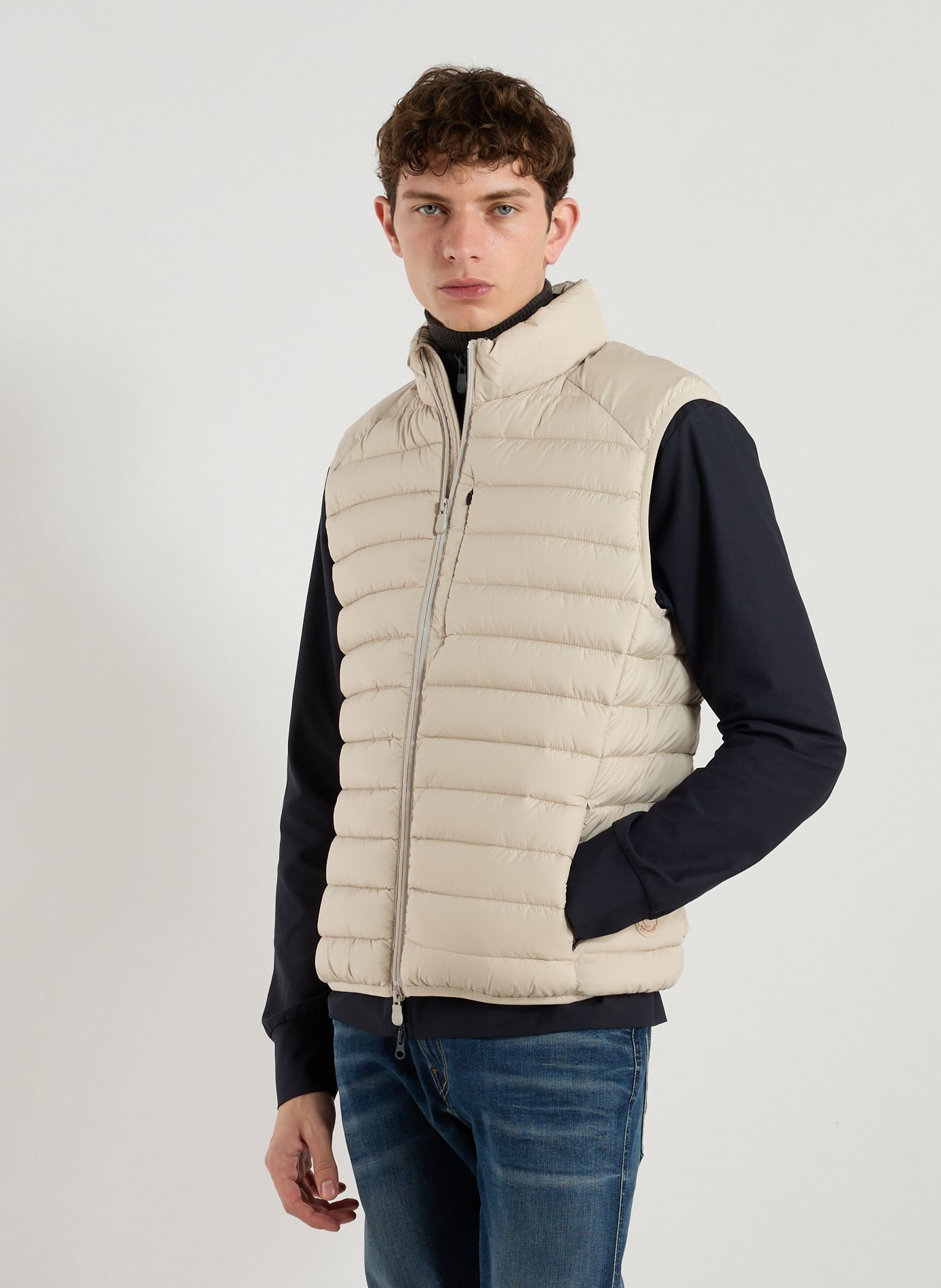 SAVE THE DUCK Quilted Sleeveless Puffer Jacket Beige