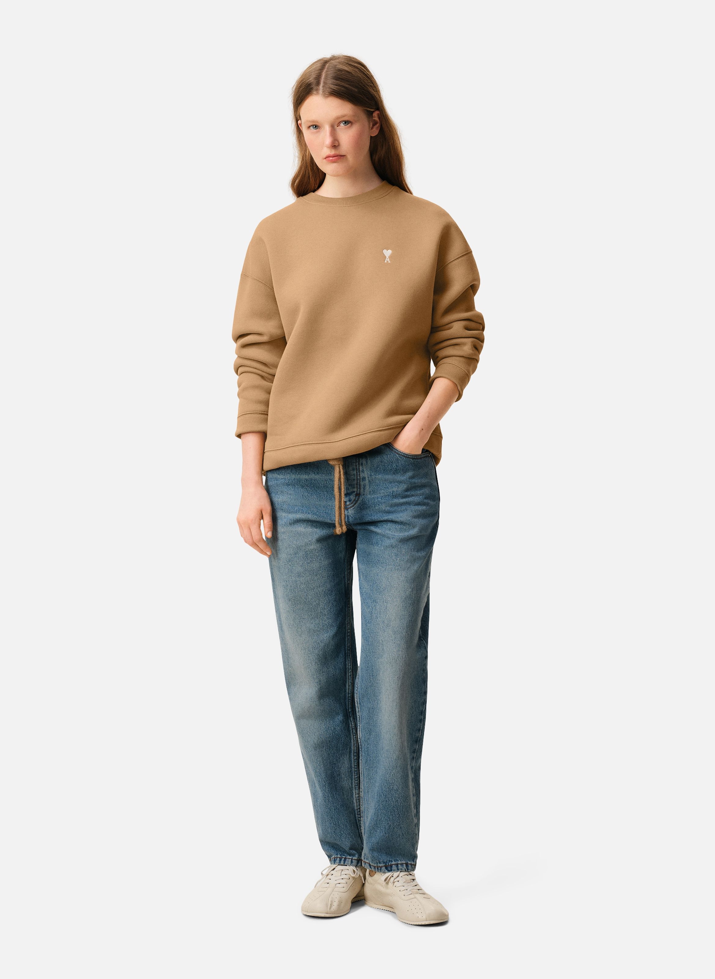 Sweatshirt ami de coeur en coton unisexe AMI PARIS Marron