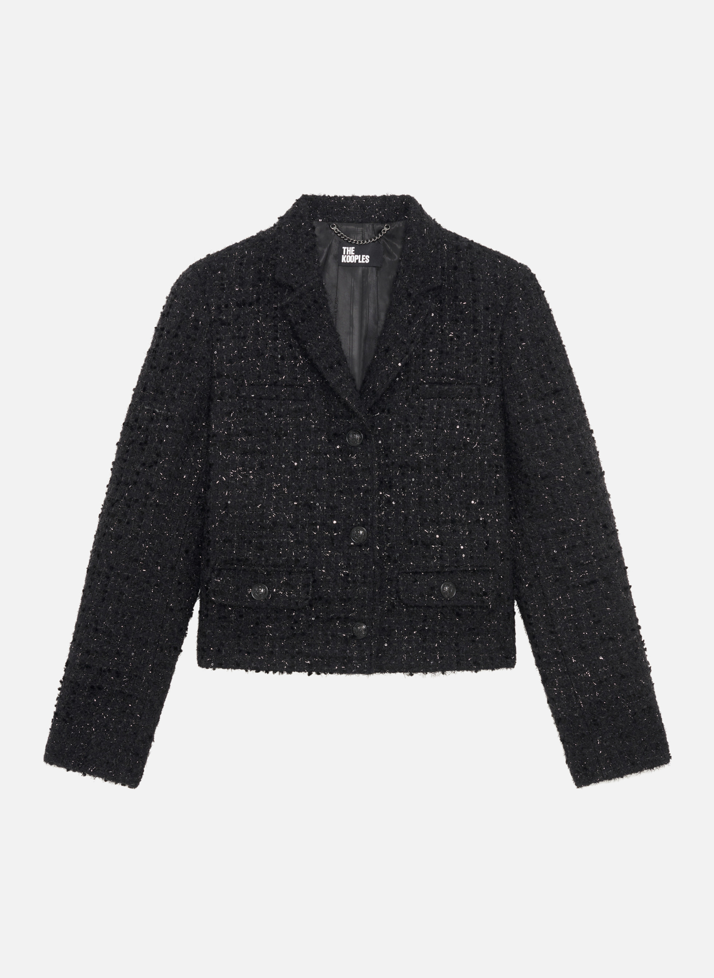 Veste courte en tweed brillant THE KOOPLES Noir