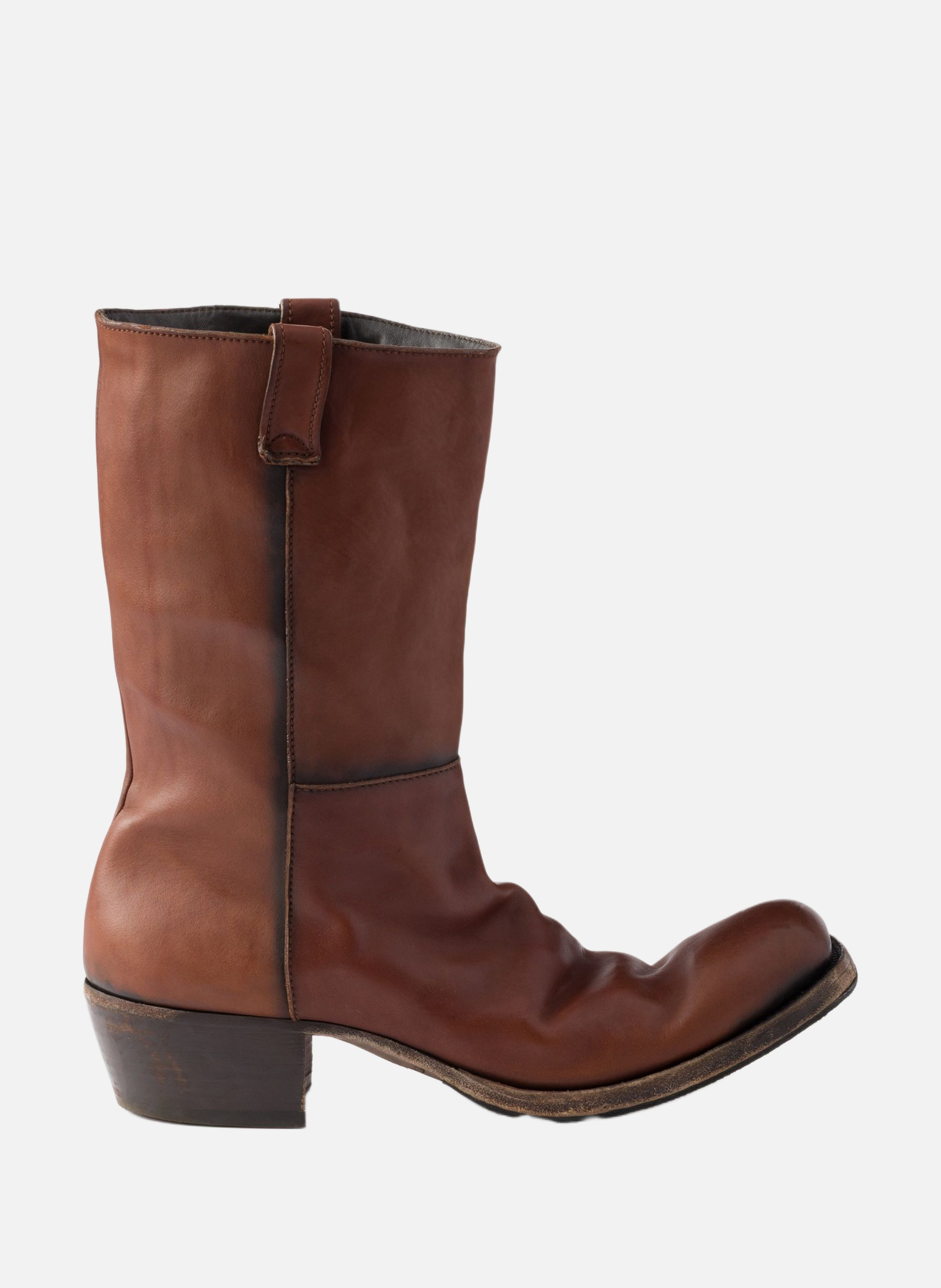Bottes en cuir nappa antique PRADA Marron