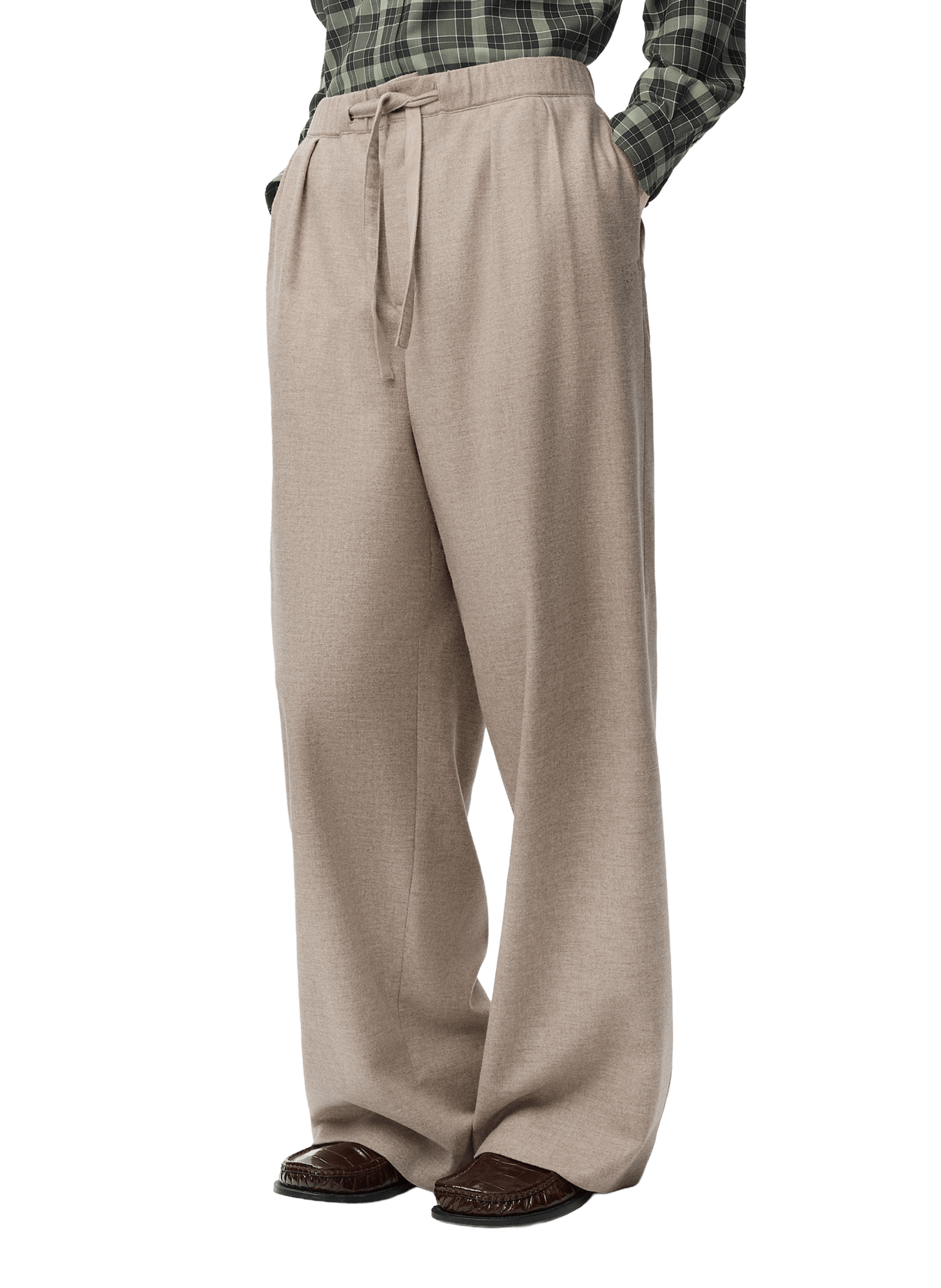 LOEWE Wool and cashmere drawstring pants Beige