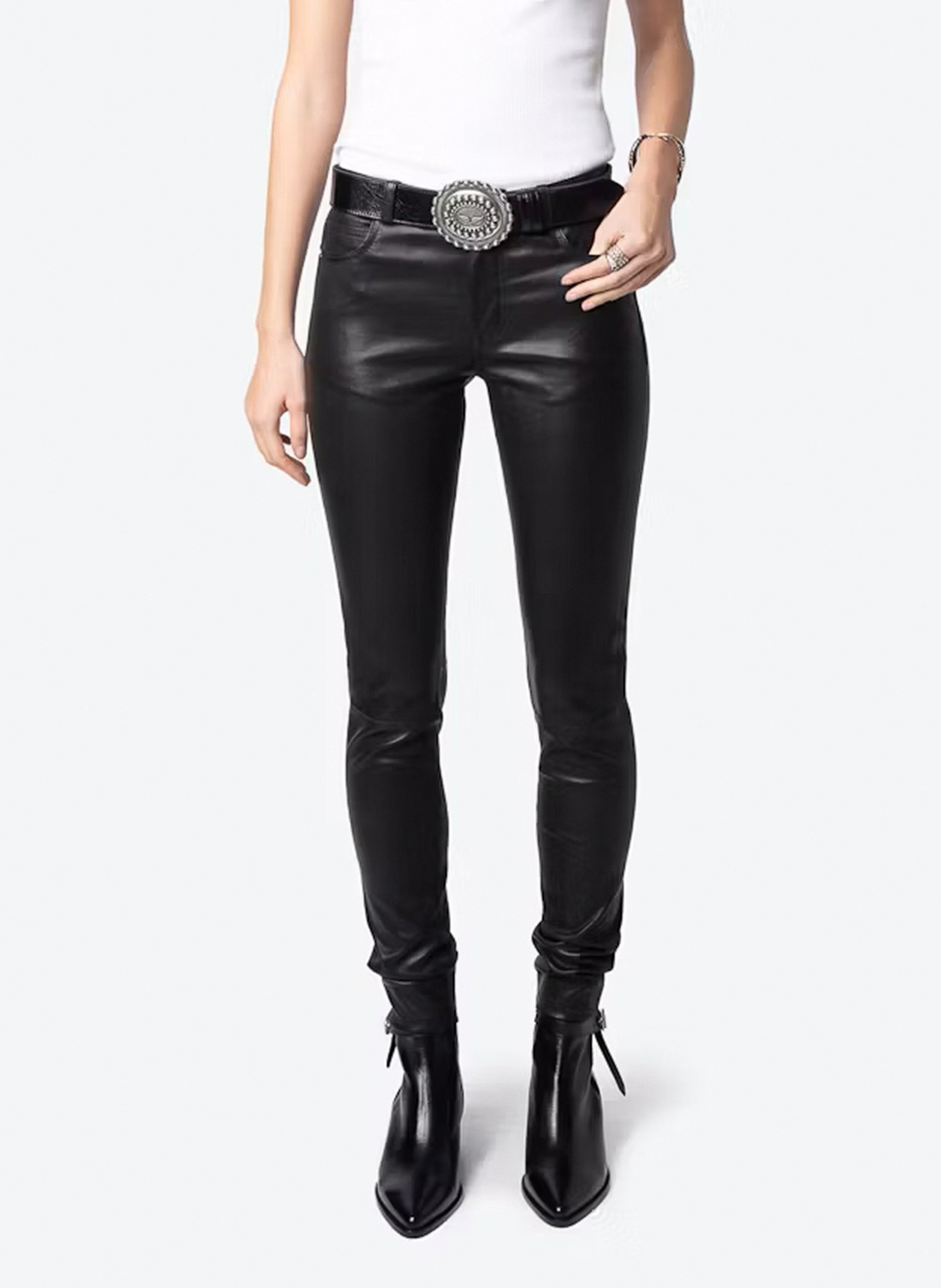 Pantalon slim en cuir phlame ZADIG&VOLTAIRE Noir