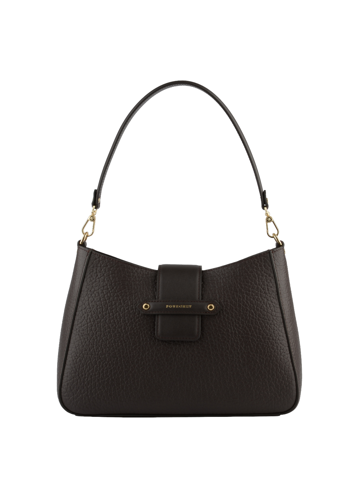 Fleuves | Sac porté épaule GM en cuir de vachette POURCHET Marron