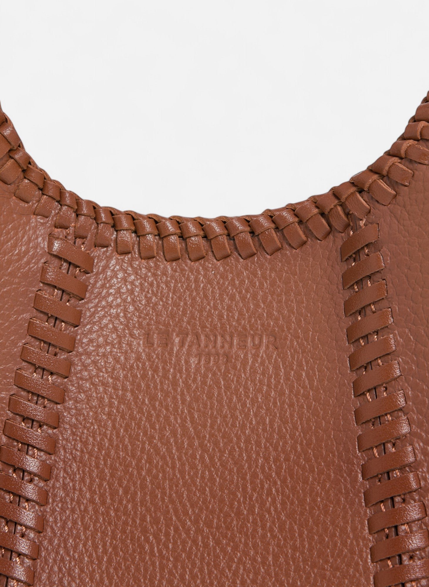 Mini sac à main juliette en cuir grainé avec surpiqûres LE TANNEUR Marron