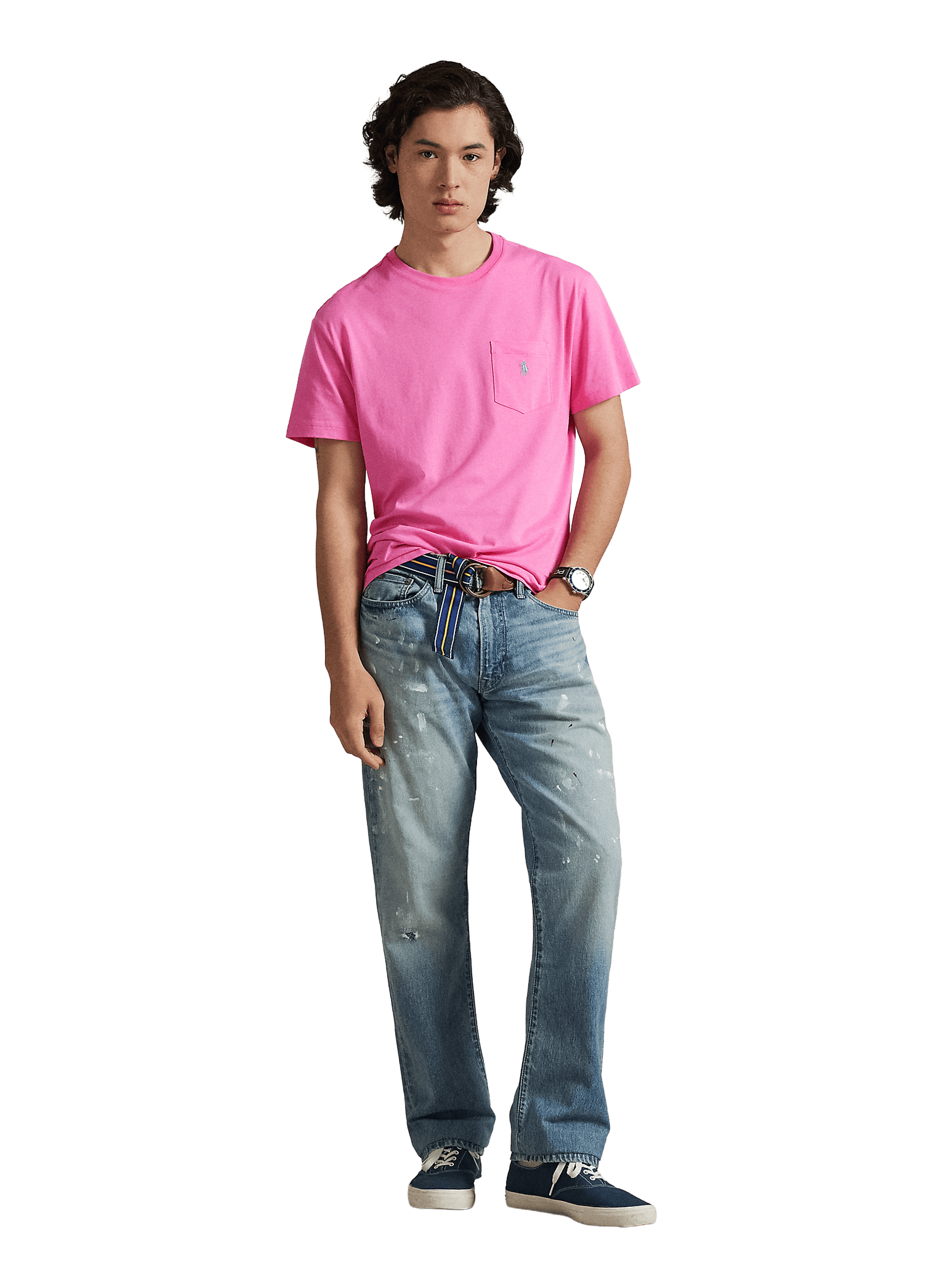 T-shirt slim en coton POLO RALPH LAUREN Rose