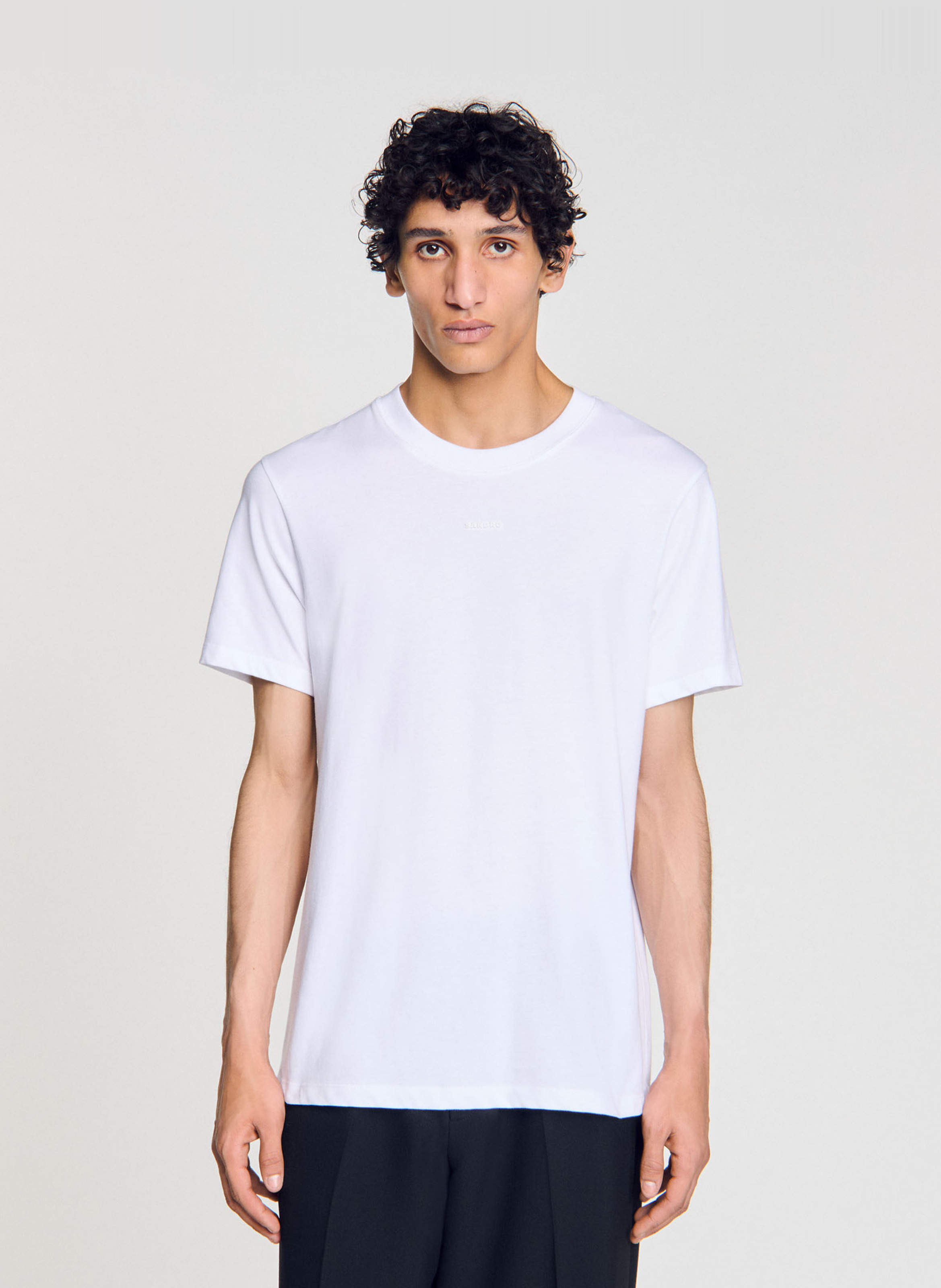 Tee-shirt droit en coton SANDRO Blanc
