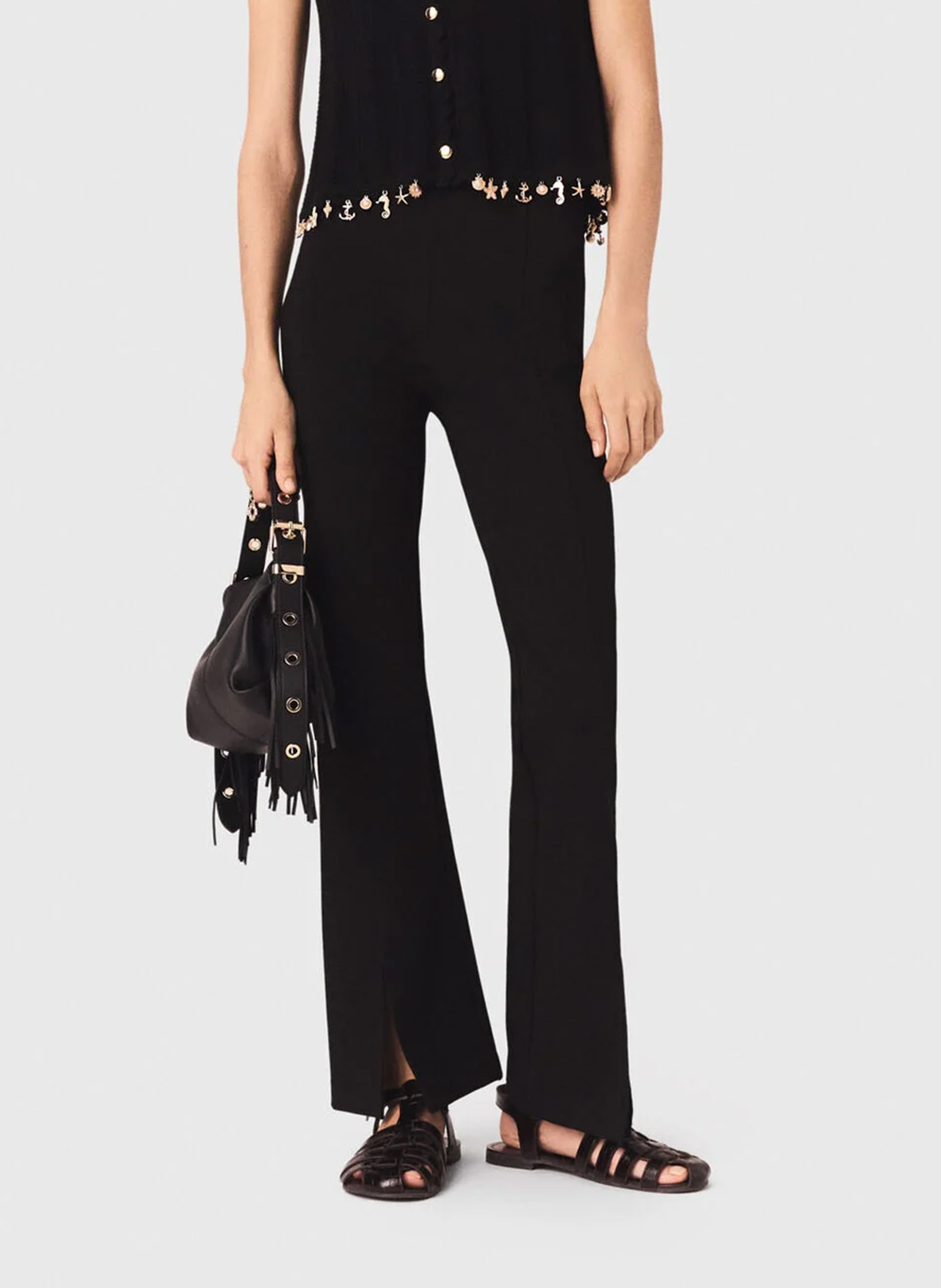 Pantalon flare stretch MAJE Noir