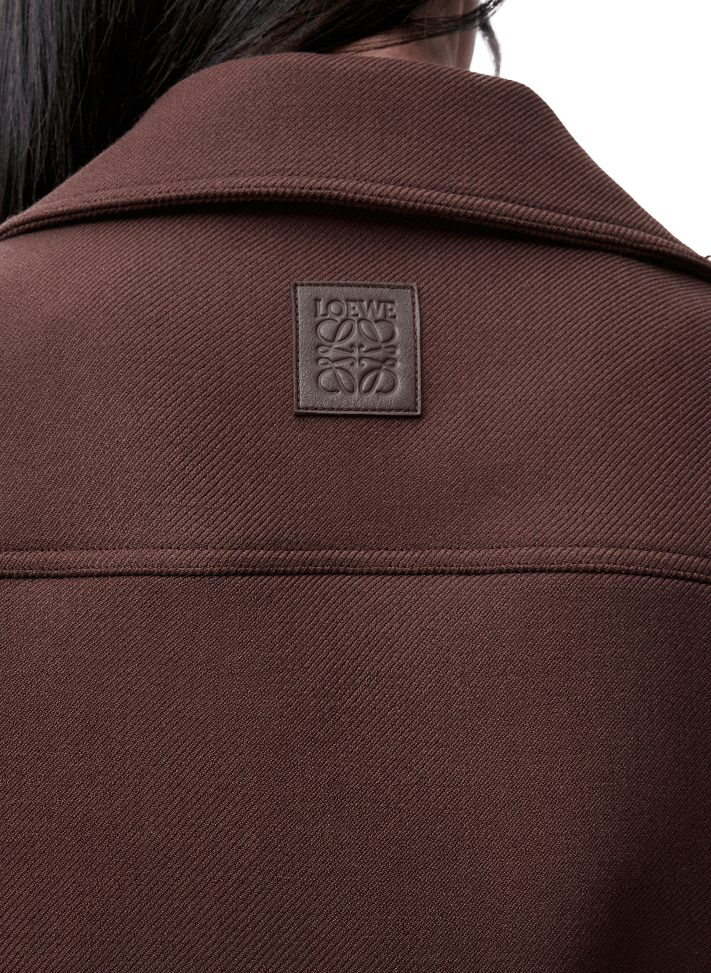 Veste courte droite en laine LOEWE Marron