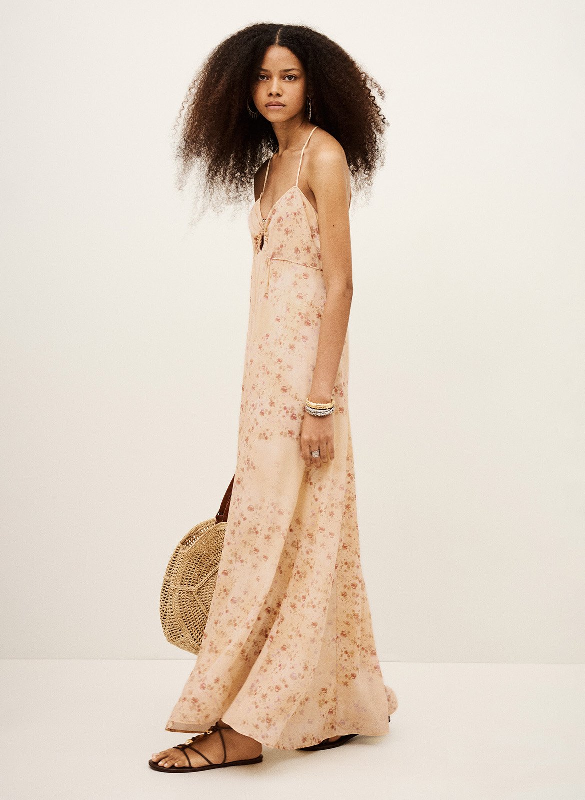 Robe longue évasée fluide natz BA&SH Beige