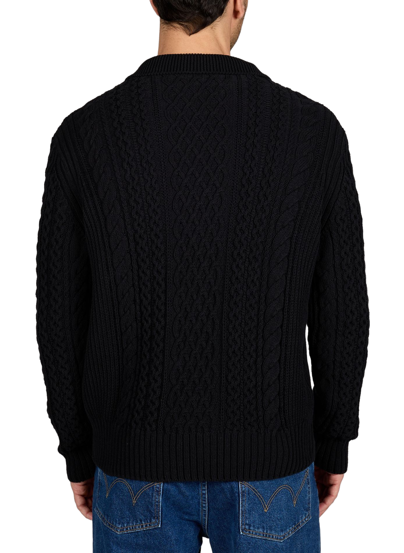 Zip-up sweater in twisted cotton knit CLOSED Black