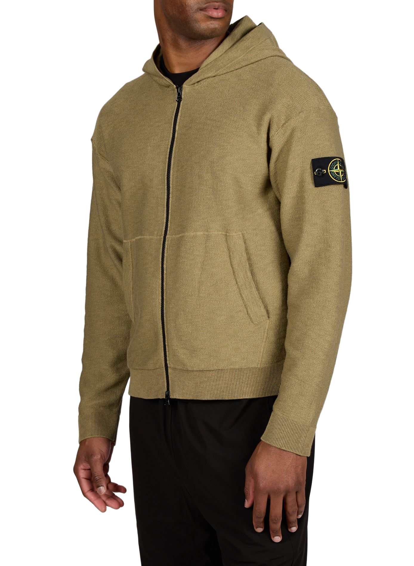 Hoodie en coton mélangé STONE ISLAND Kaki