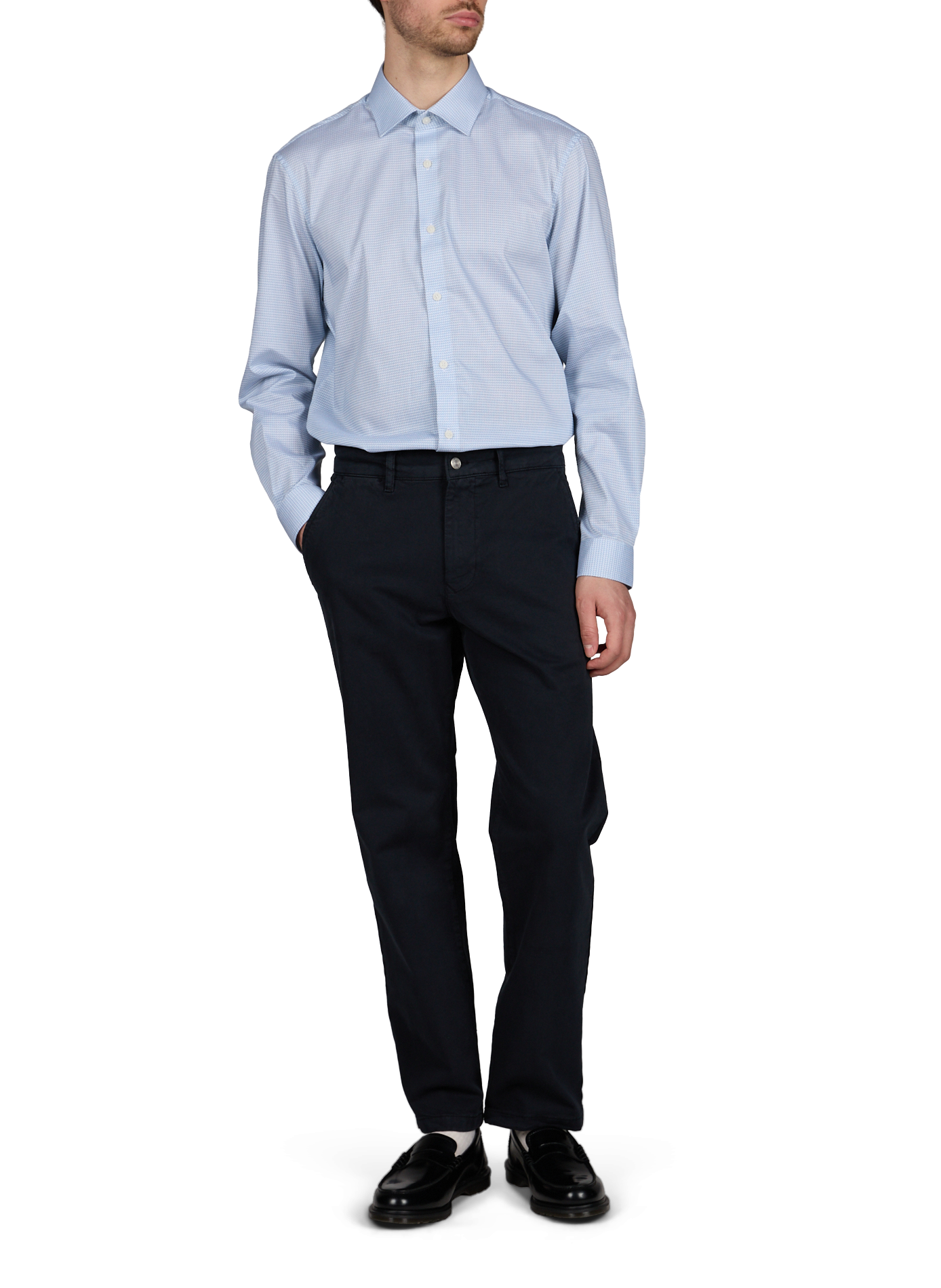 Chemise droite jacquard en coton mélangé PIERRE CARDIN Bleu