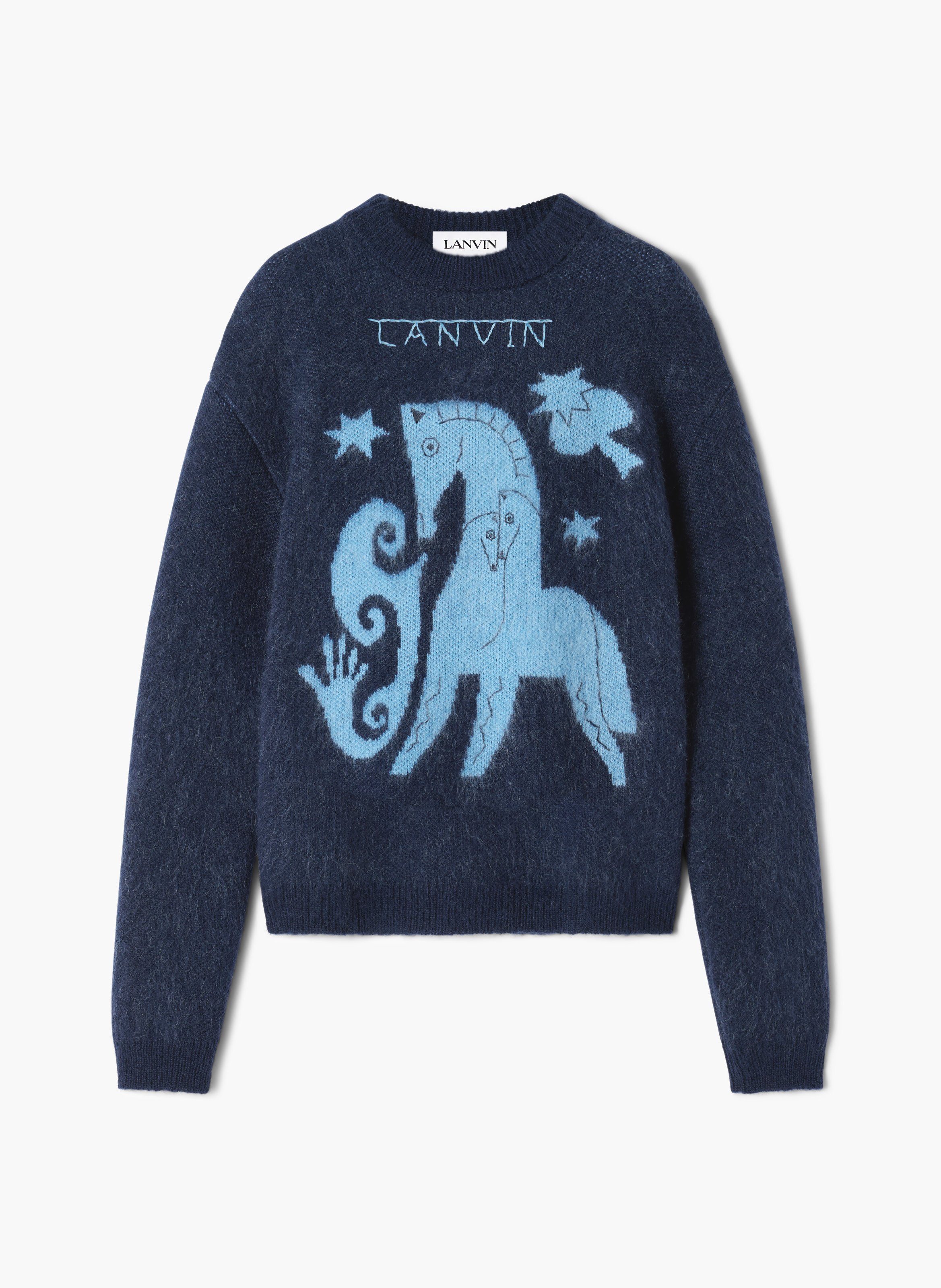 Pull en mohair jacquard lunar year LANVIN Bleu