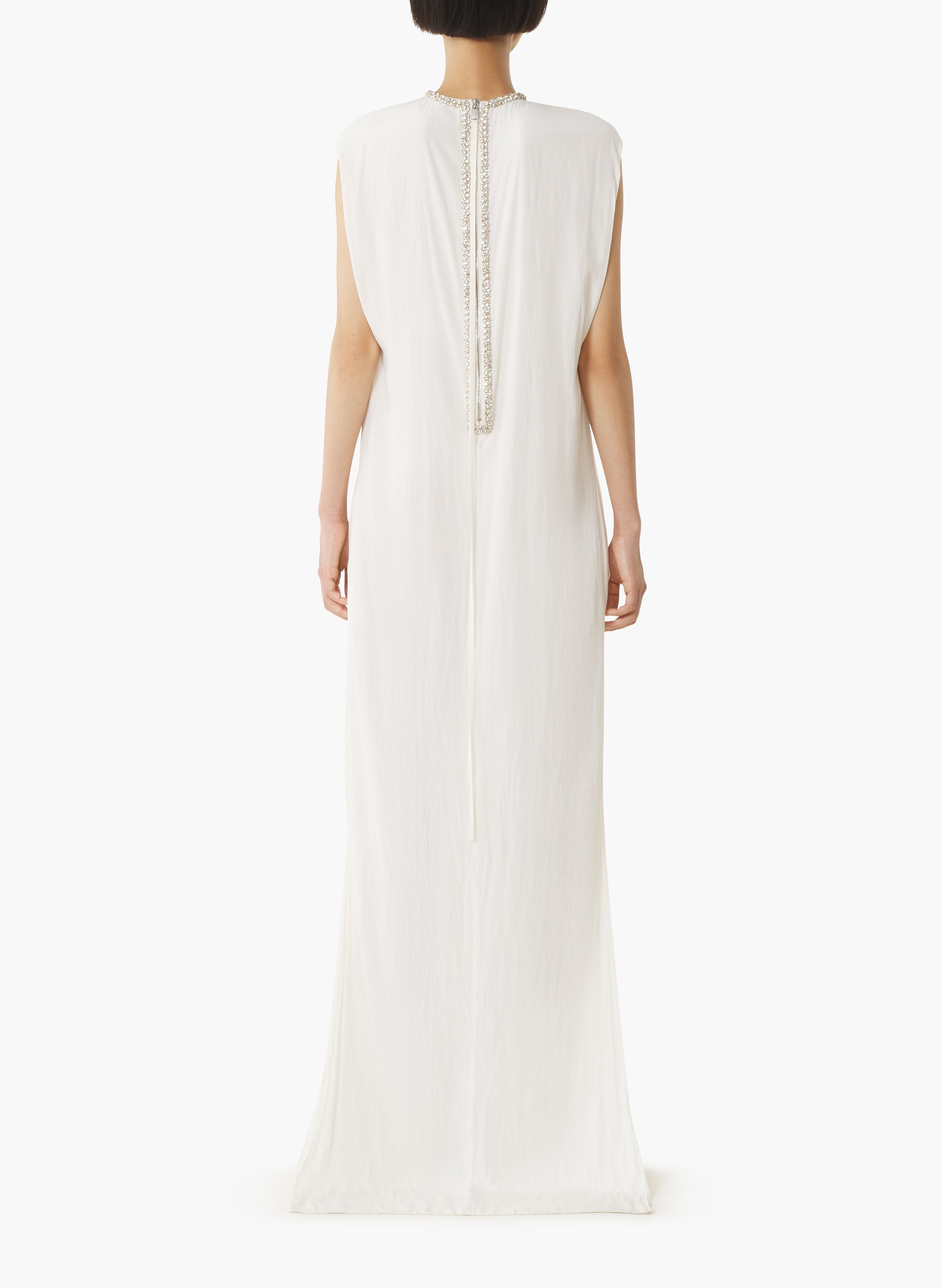 Robe brodée en charmeuse LANVIN Blanc
