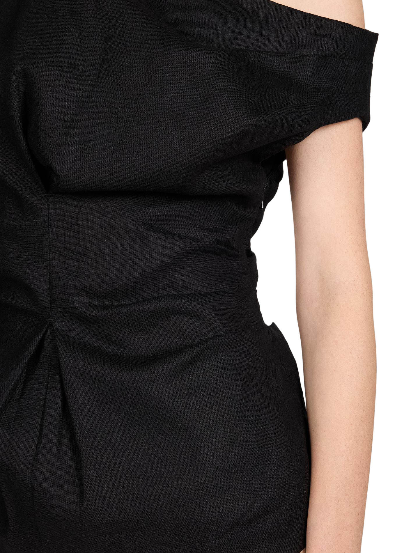 Ärmelloses Top aus plissiertem Leinen-Mix TOPSHOP Schwarz