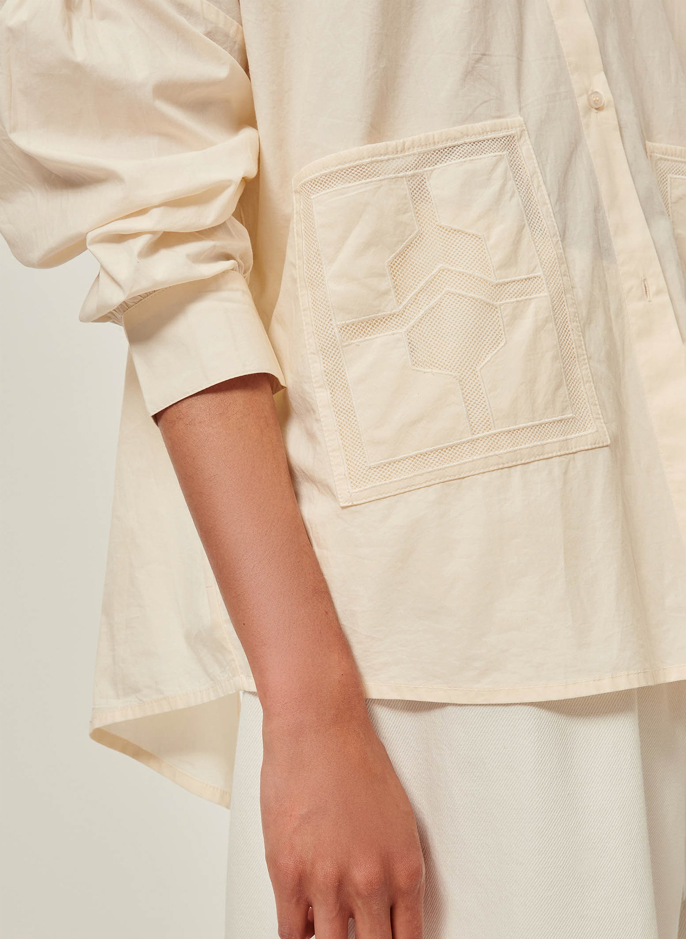 Chemise ample dos nu en coton flores SESSUN Beige