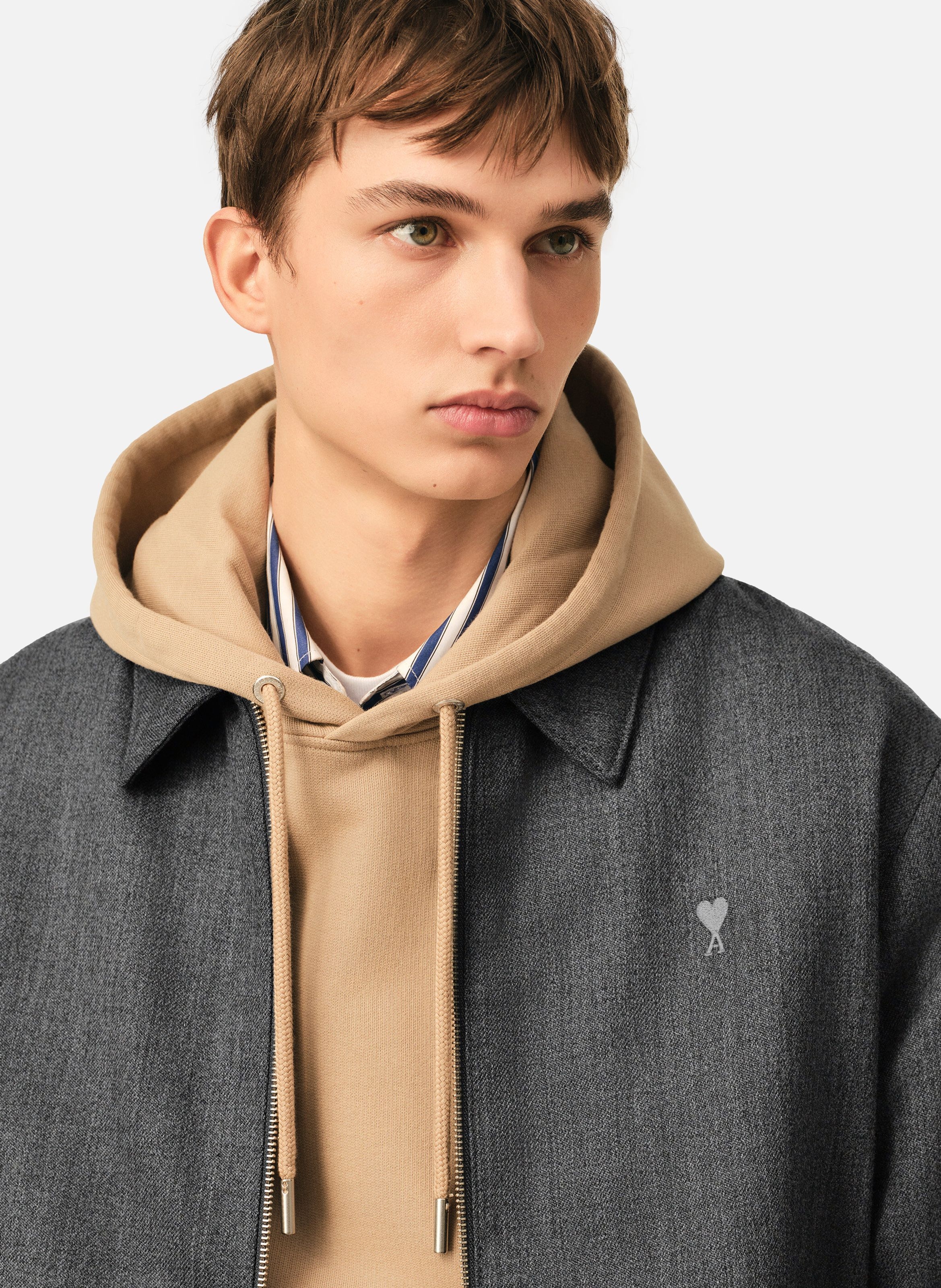 Blouson rembourré en laine ami de coeur AMI PARIS Gris