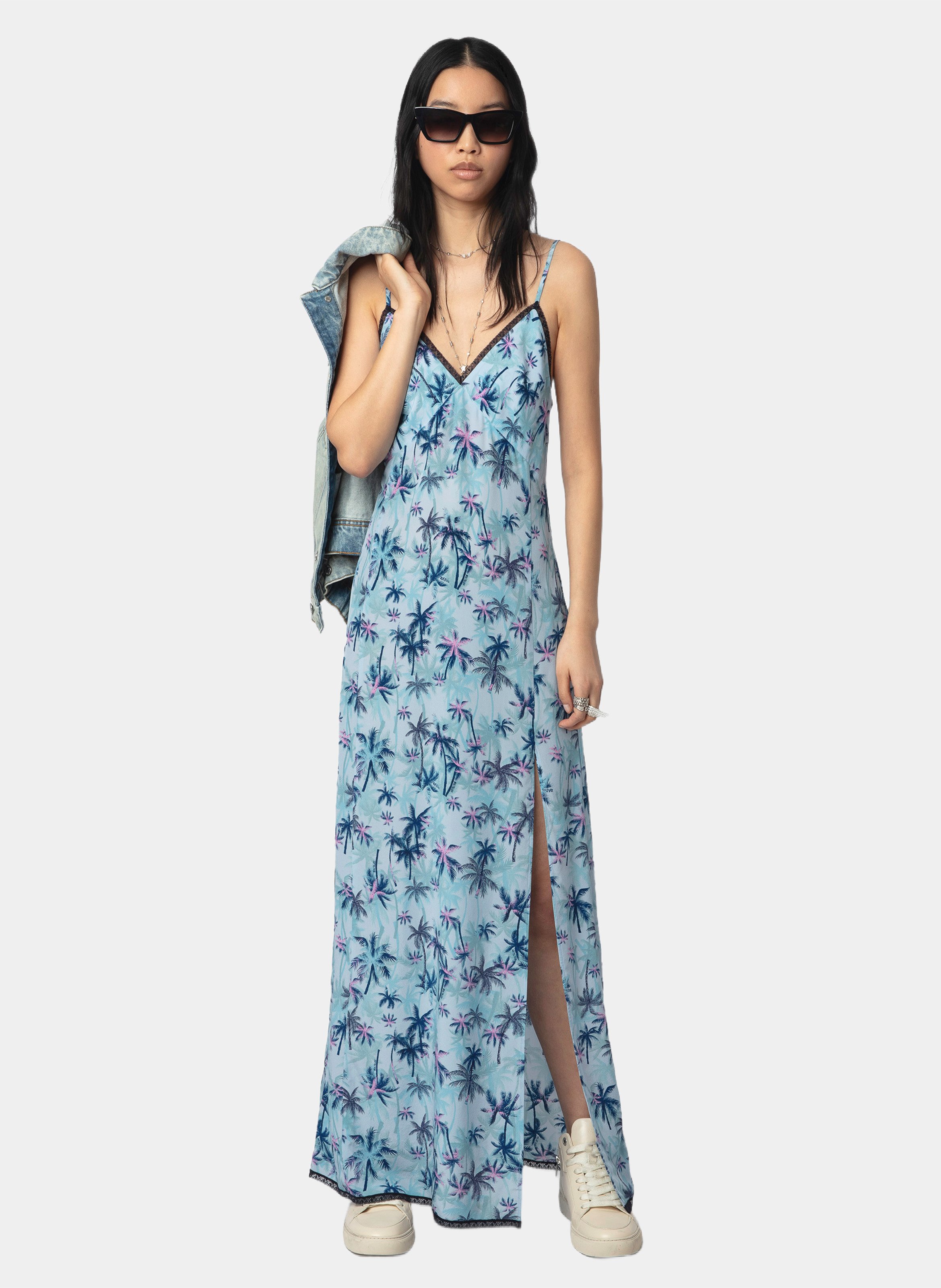 Langes Seidenkleid mit V-Ausschnitt ZADIG&VOLTAIRE Blau
