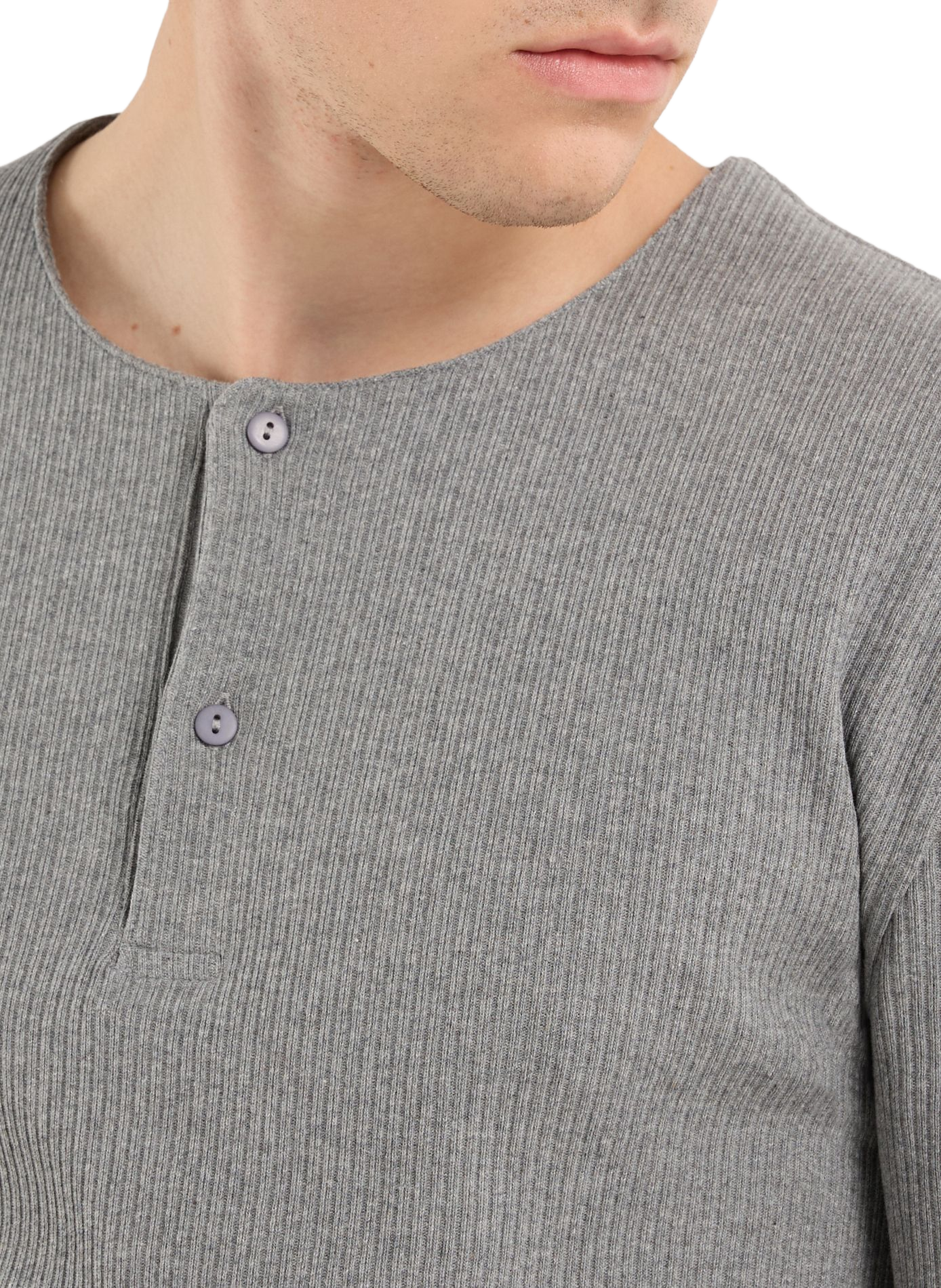 Geripptes Henley-T-Shirt aus Baumwolle SAISON 1865 Grau