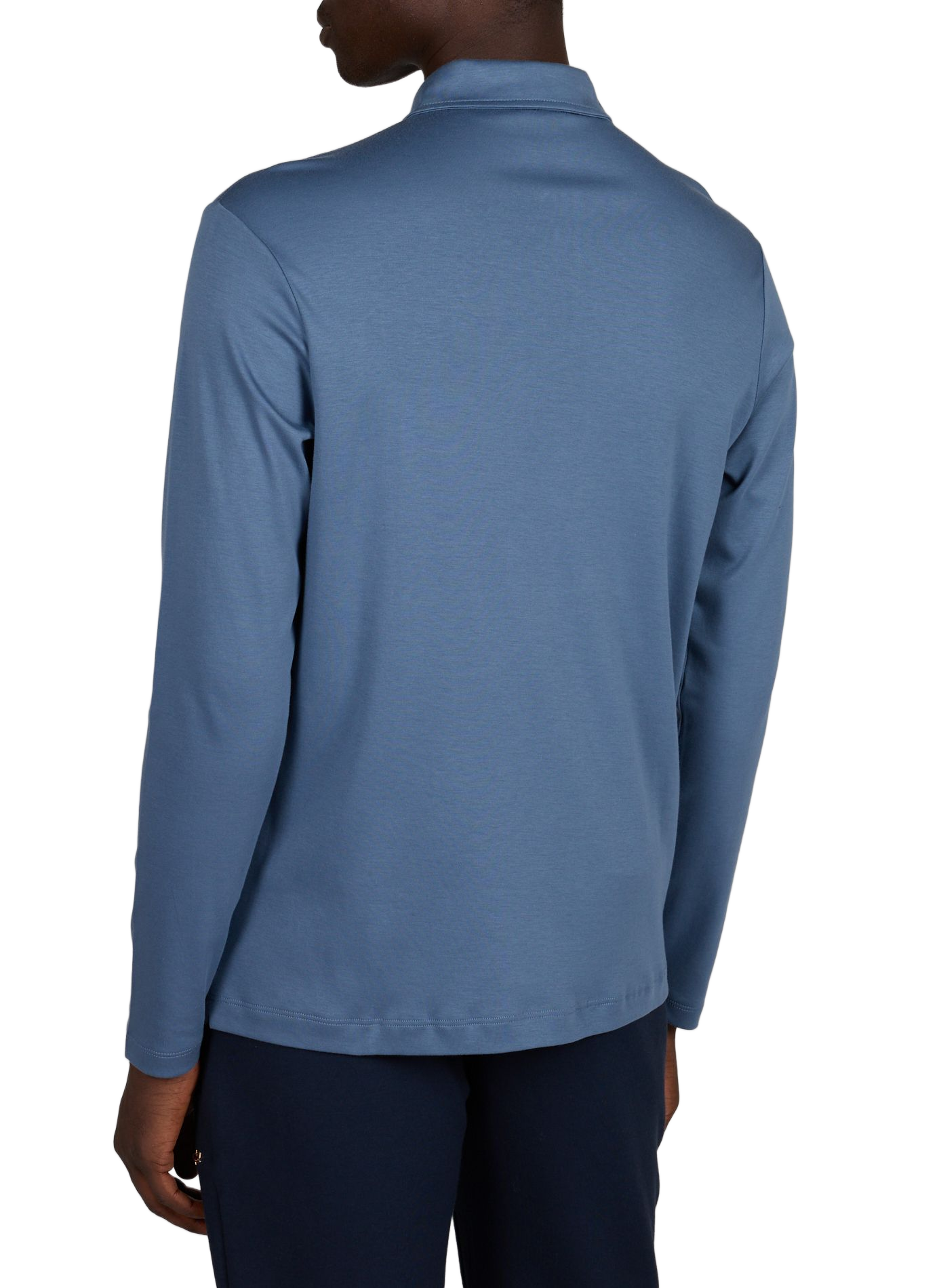 Straight fit long-sleeved cotton polo PAUL & SHARK Blue
