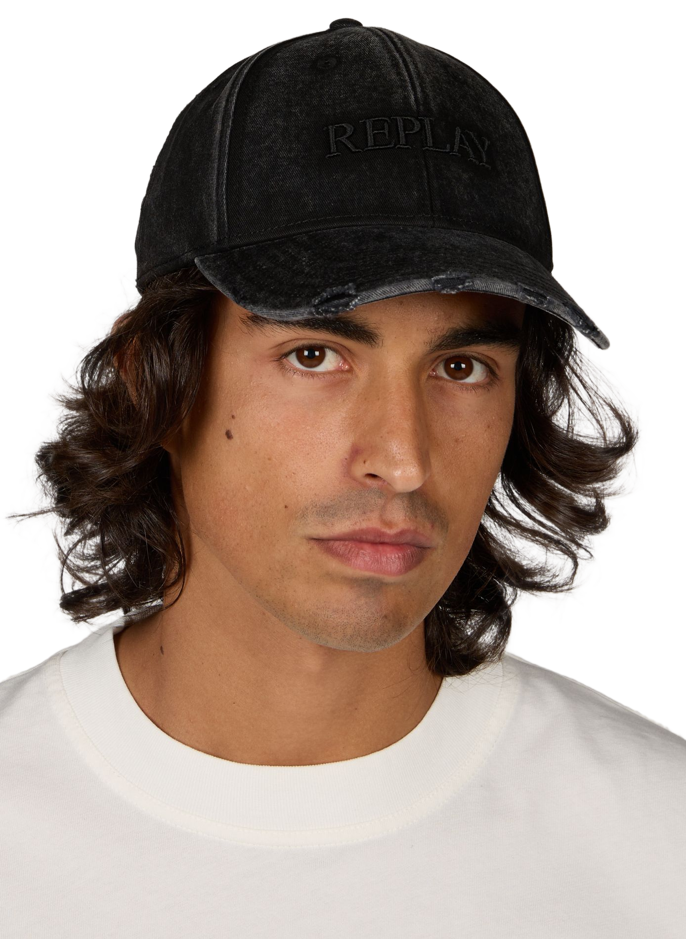 Embroidered cotton baseball cap REPLAY Black