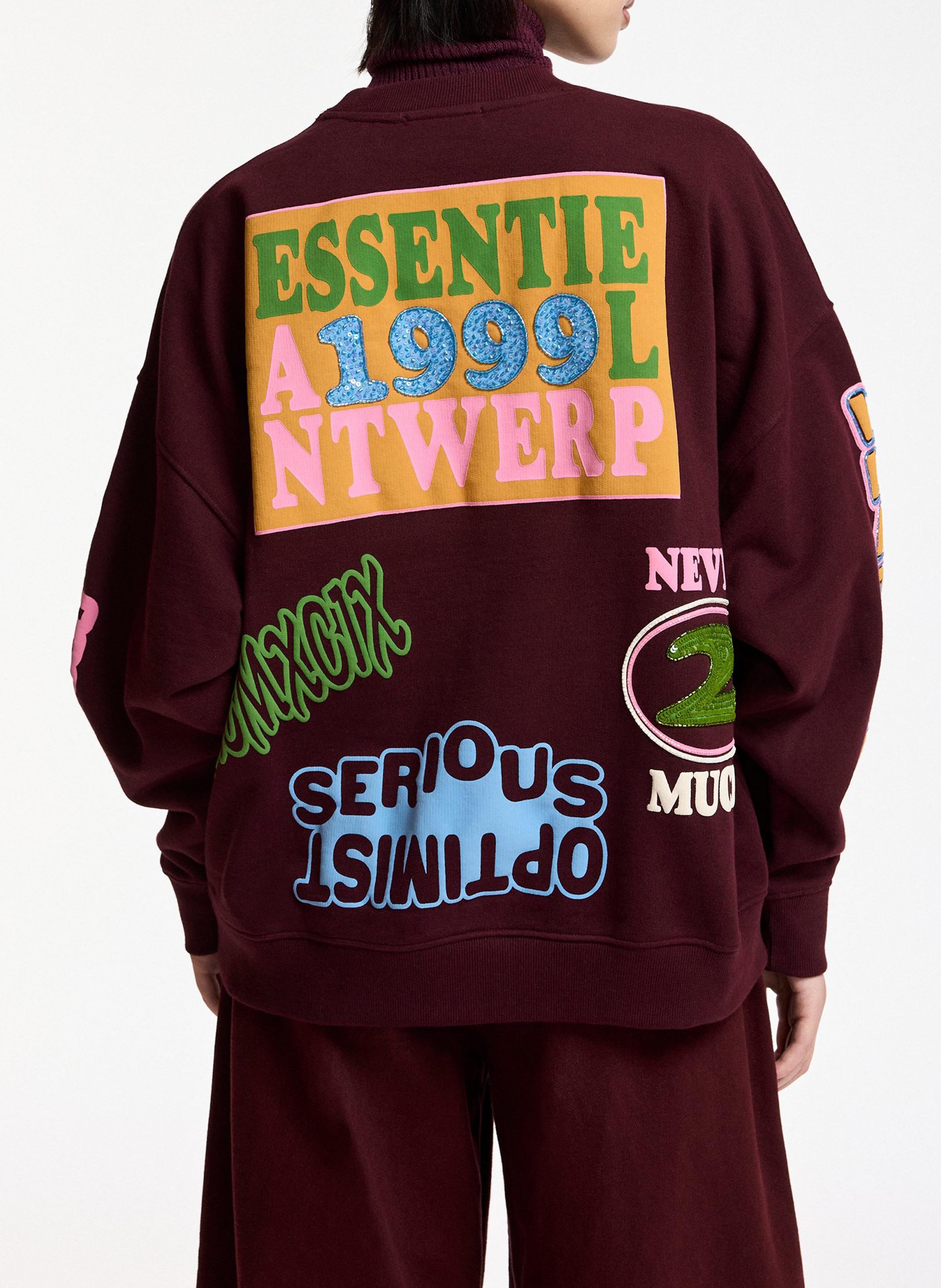 Sweat ample col rond imprimé en coton kampus ESSENTIEL ANTWERP Rouge
