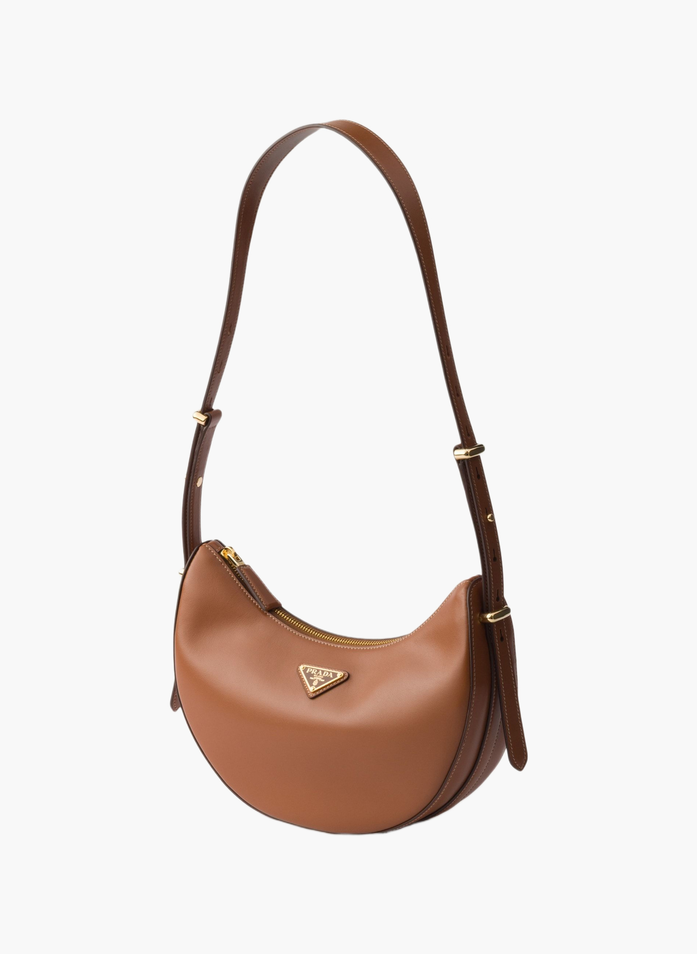 Petit sac porté épaule prada arqué en cuir PRADA Marron