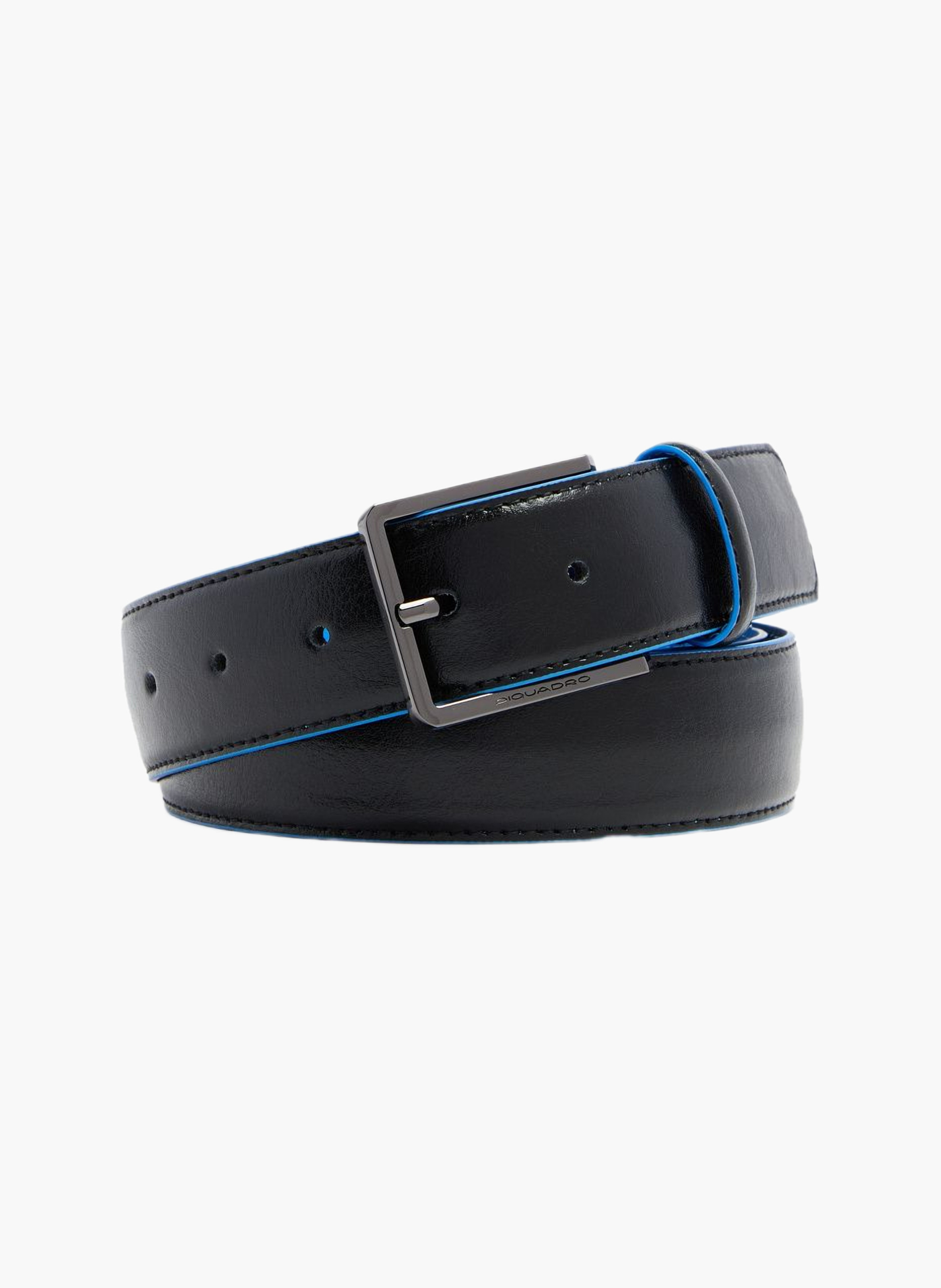 Men's leather belt with prong buckle, made in italy PIQUADRO Black