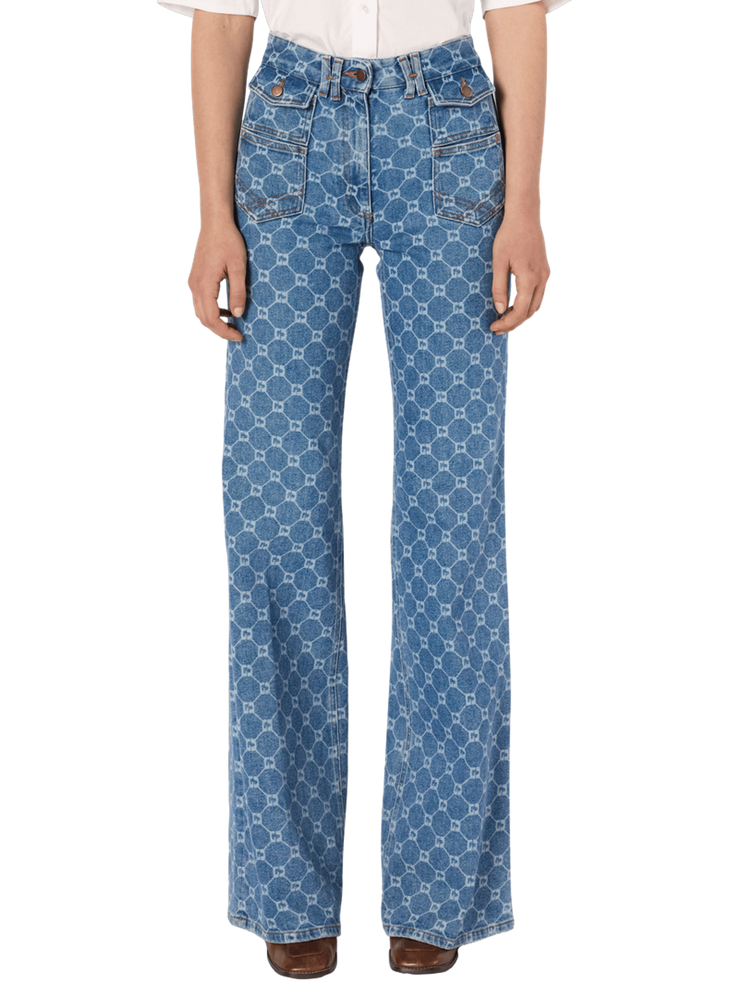 Jean flare à monogramme - anna GERARD DAREL Bleu